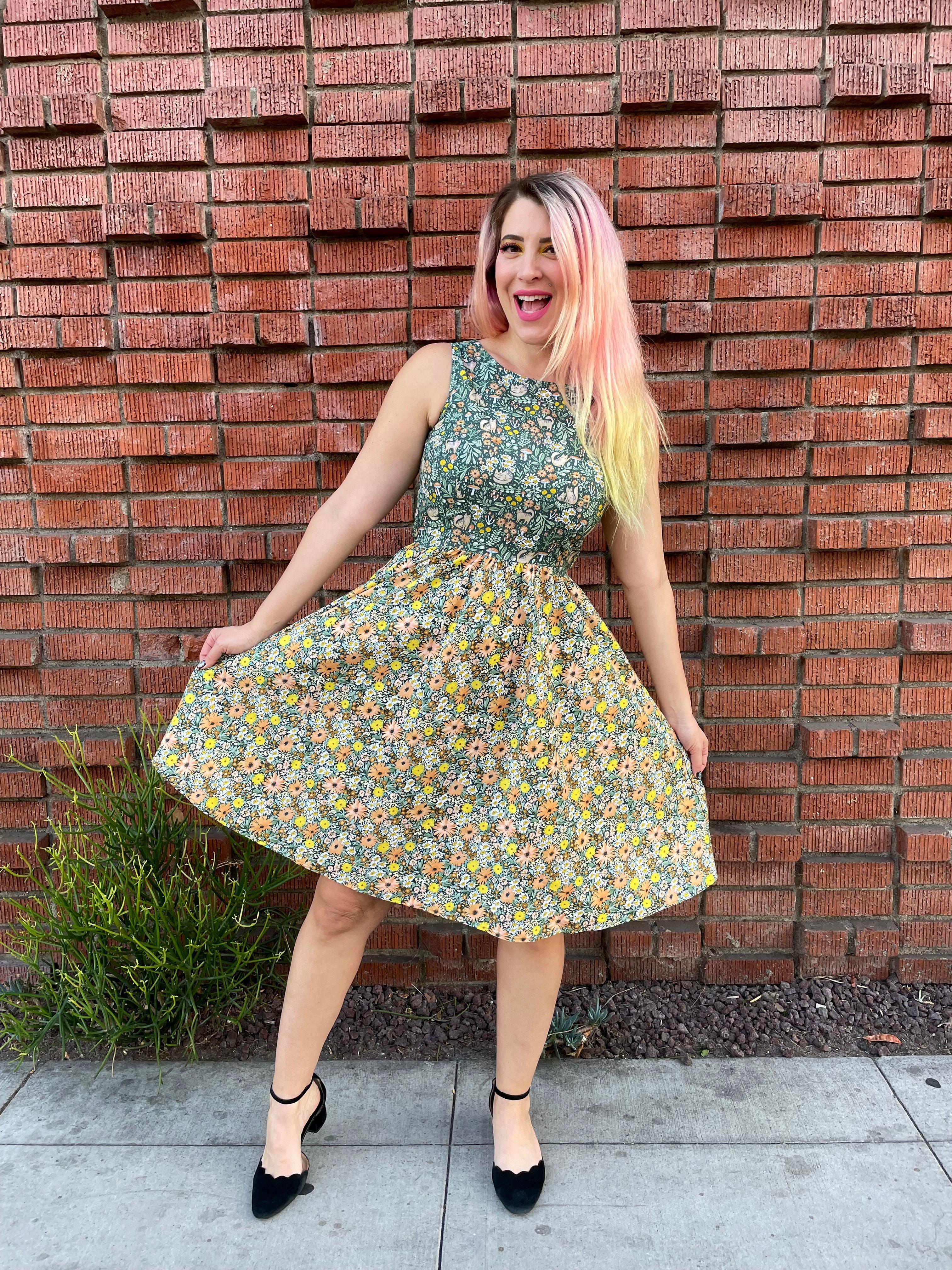 Stylish Twofer Dress for Women - Perfect for Casual Outings and Summer Parties | Cats in the Fields Print