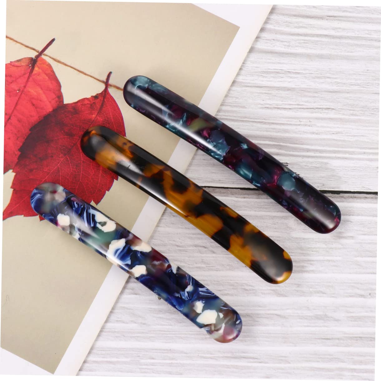 minkissy 3pcs Acetate Hair Clips for Women - Mini Ponytail Holder Barrettes, Plain Hair Clips with Elegant Design for Party, Wedding & Daily Use - Perfect for Updos, Half-Up Styles and Securing Flyaways