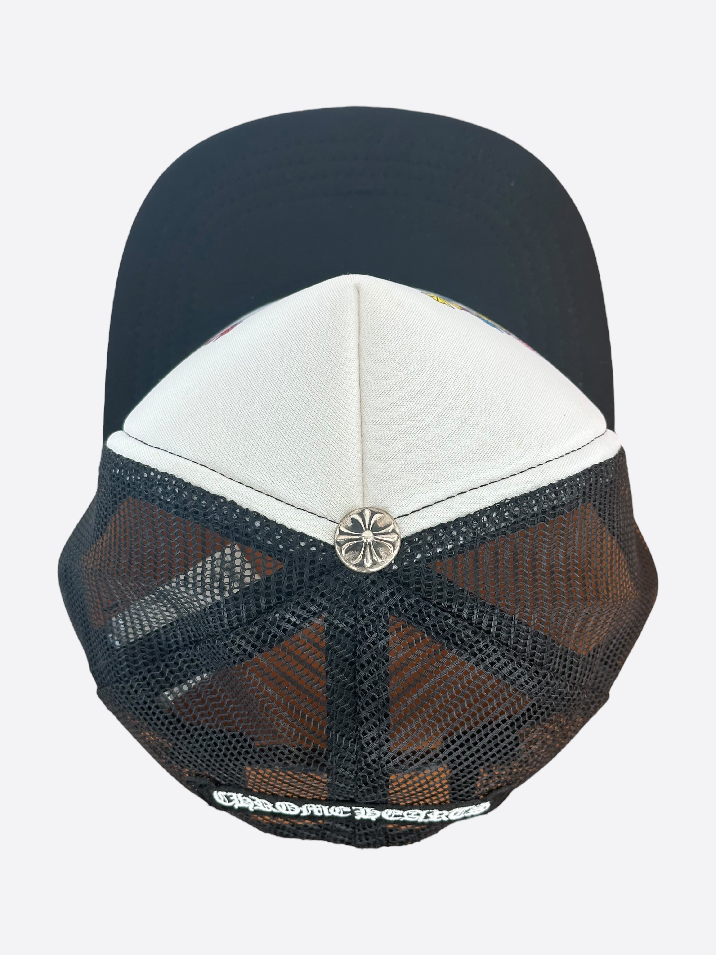 Chrome Hearts Black & White Multicolor Cross Trucker Hat - Stylish Unisex Baseball Cap for Men & Women - Perfect for Streetwear, Hip Hop Fashion & Outdoor Activities