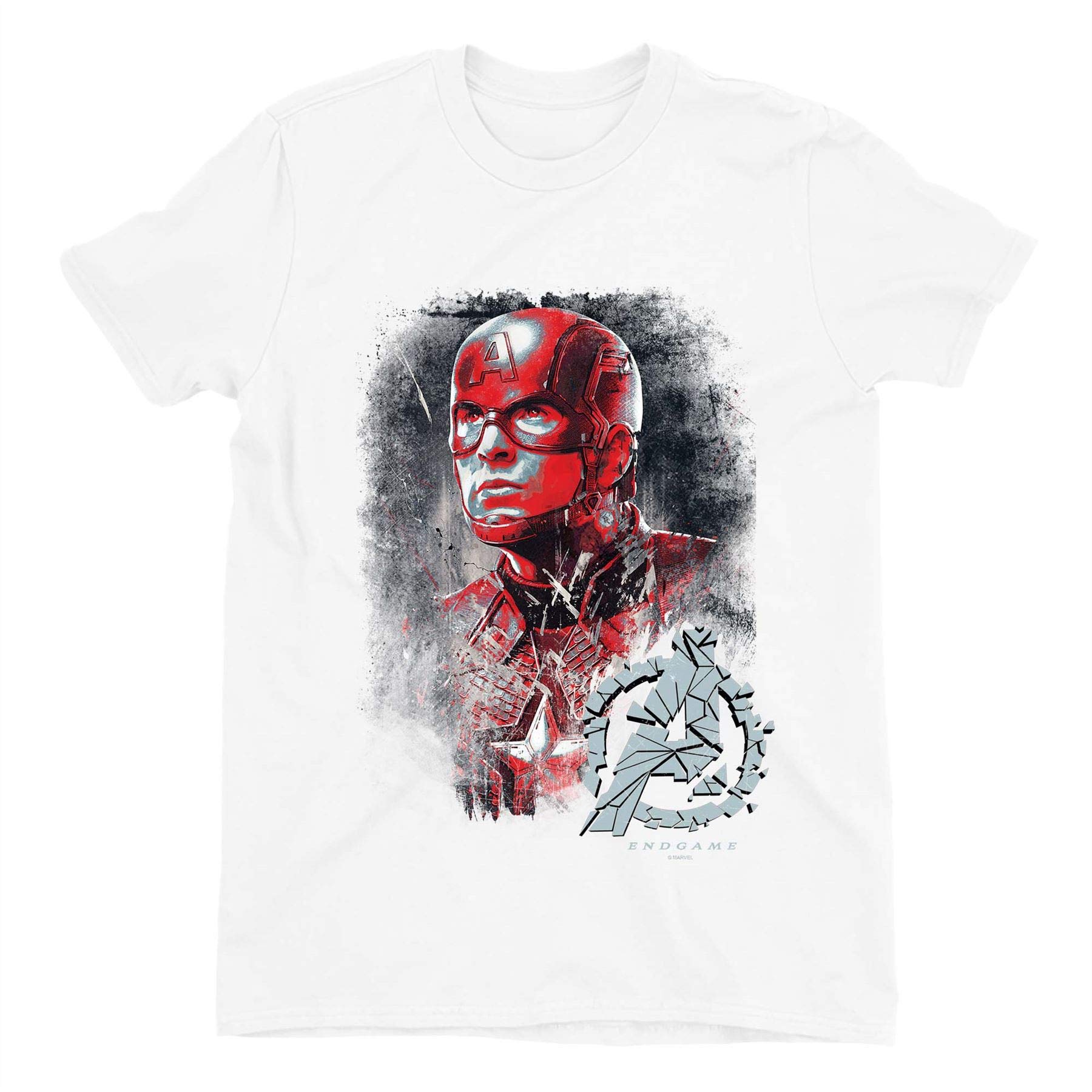 Avengers Endgame Captain America Kids Unisex White T-Shirt - Marvel Superhero Costume for Boys & Girls - Birthday Gift & Cosplay Outfit