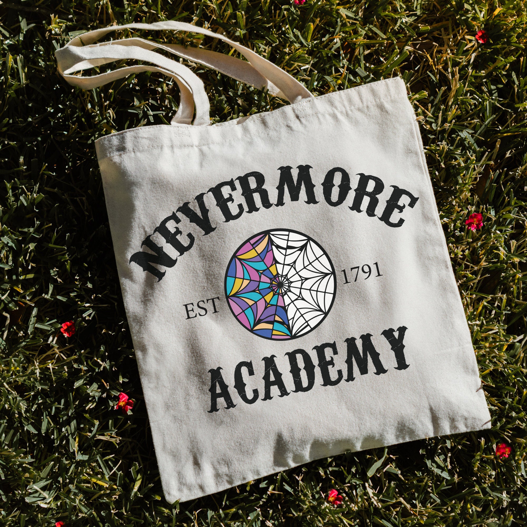 Nevermore Academy Tote Bag - Wednesday Addams Inspired Goth Book Bag for School & Shopping - Perfect for Horror Fans & Dark Aesthetic Lovers