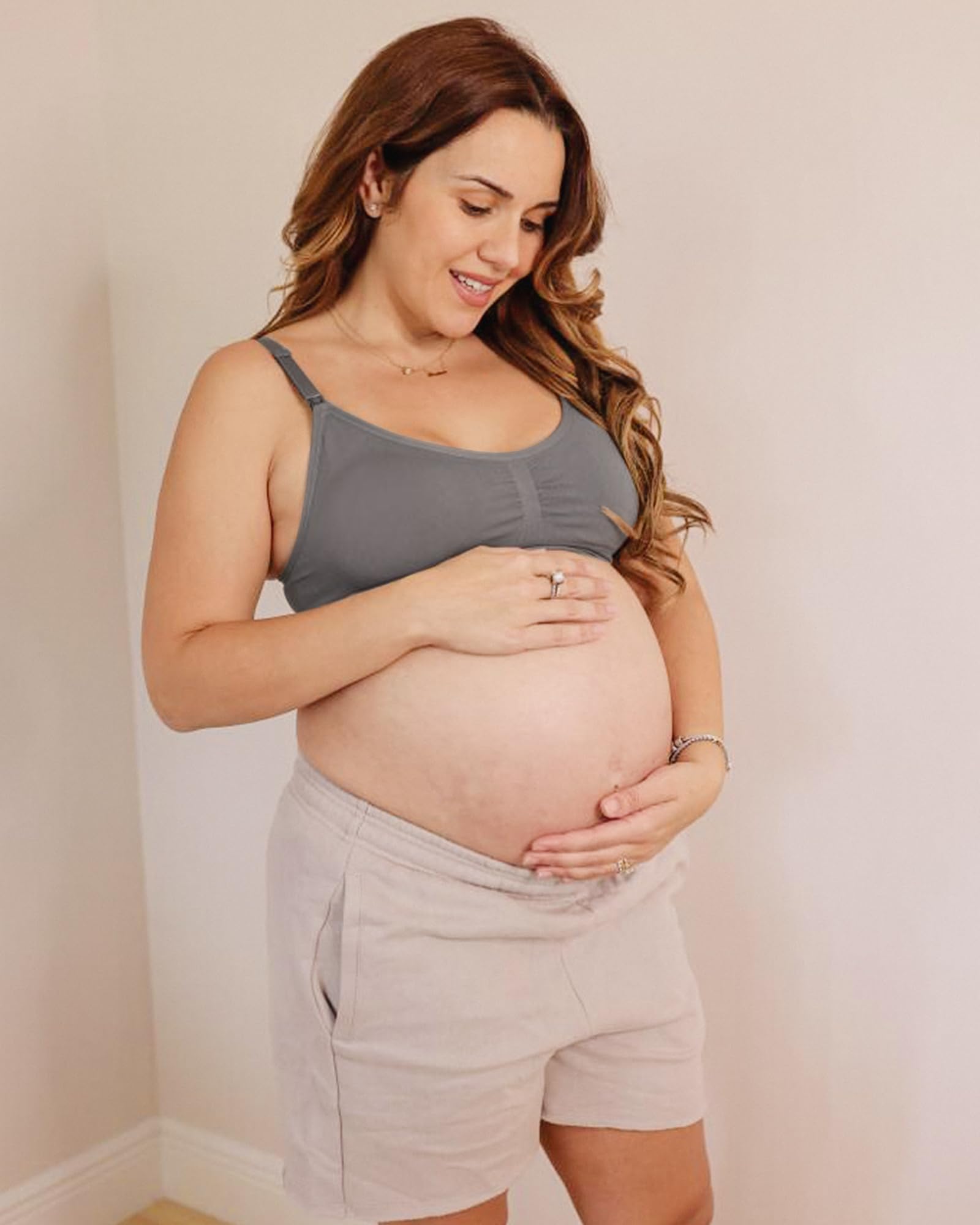 **Stelle Nursing Bras for Breastfeeding & Pregnancy - Wireless Maternity Bralette with Removable Pads, Extenders & Clips - Comfortable Support for Nursing Moms at Home or Work**