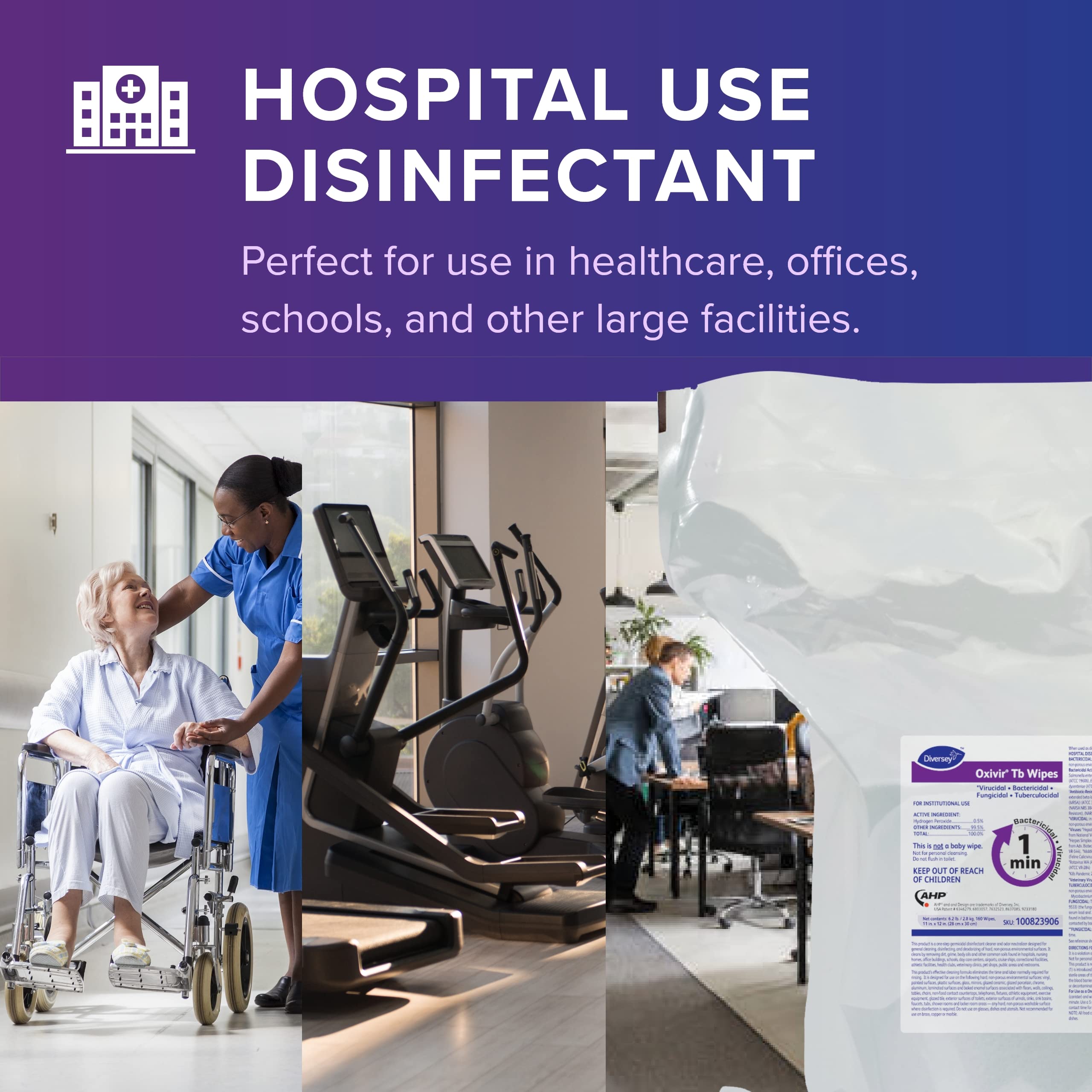 Diversey Oxivir Tb 100823906 Disinfectant Wipes | Accelerated Hydrogen Peroxide Cleaning Wipes | Extra Large Sheets (160 Wipes per Refill) | Pack of 4 Refills | Ideal for Hospitals, Schools & Office Sanitization