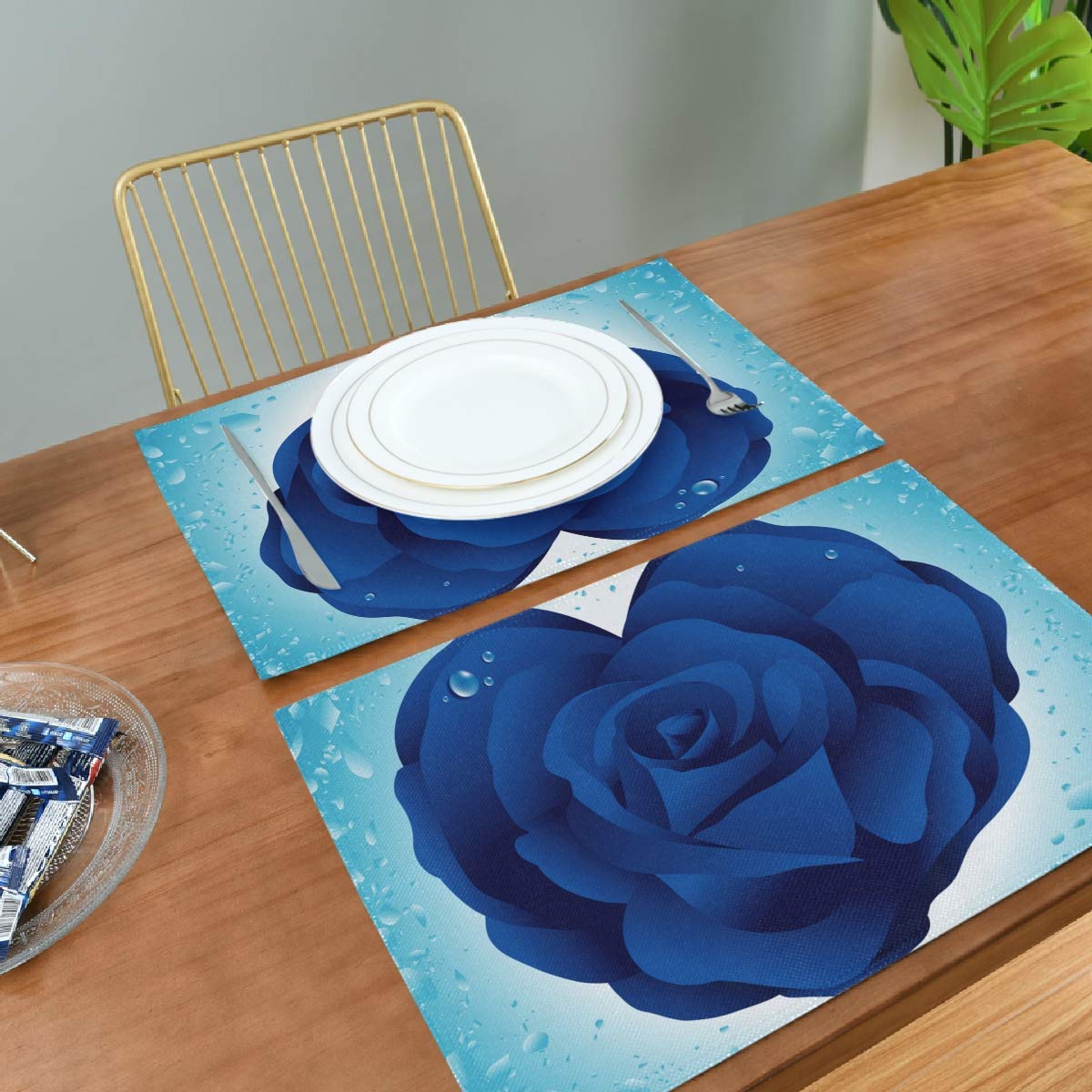 ALAZA Valentine's Day Heart Rose Fabric Placemats - Set of 1 Machine Washable Dining Table Decor for Romantic Dinners & Anniversary Celebrations