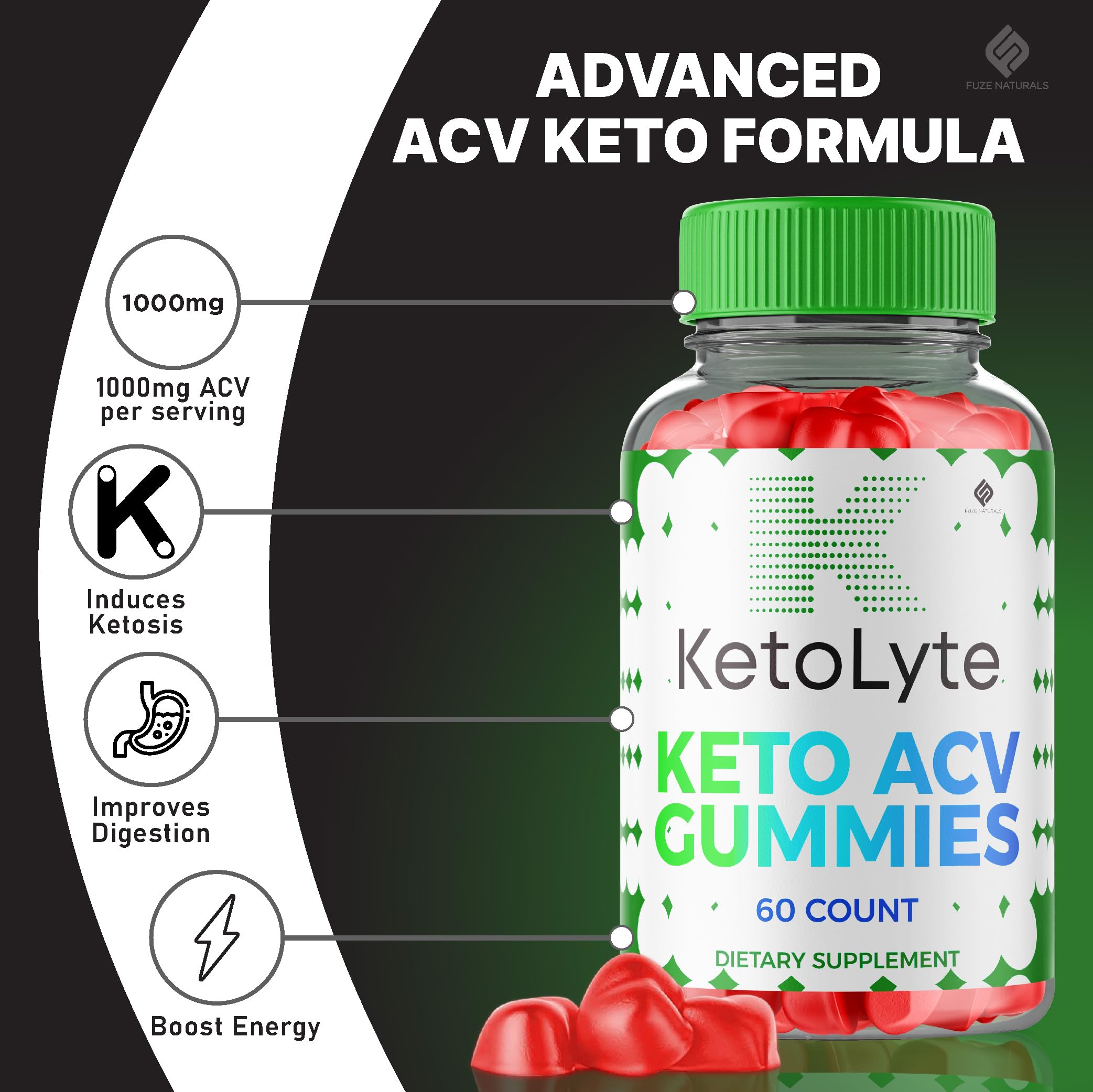 (2 Pack) Ketolyte Keto ACV Gummies 1000mg - Apple Cider Vinegar Keto Supplement with Vitamins for Women & Men - Supports Ketosis & Weight Loss - 120 Gummies for Daily Energy & Wellness Boost