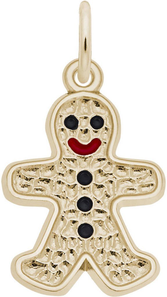 Rembrandt Black & Red Enamel Gingerbread Man Charm - Christmas Jewelry Pendant for Necklace, Bracelet & Gift Giving - Perfect Holiday Party Accessory & Festive Decor