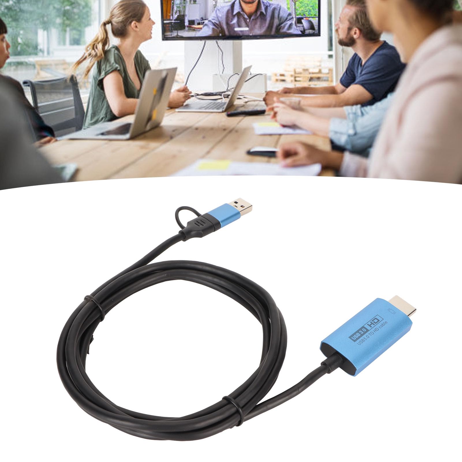 USB 3.0 to HDMI Adapter Cable | USB-C to HDMI Converter | 1080P HD Audio Video Cord for Mac, Windows, Android | 2M Length | Perfect for Home Office, Conference Presentations & TV Screen Mirroring