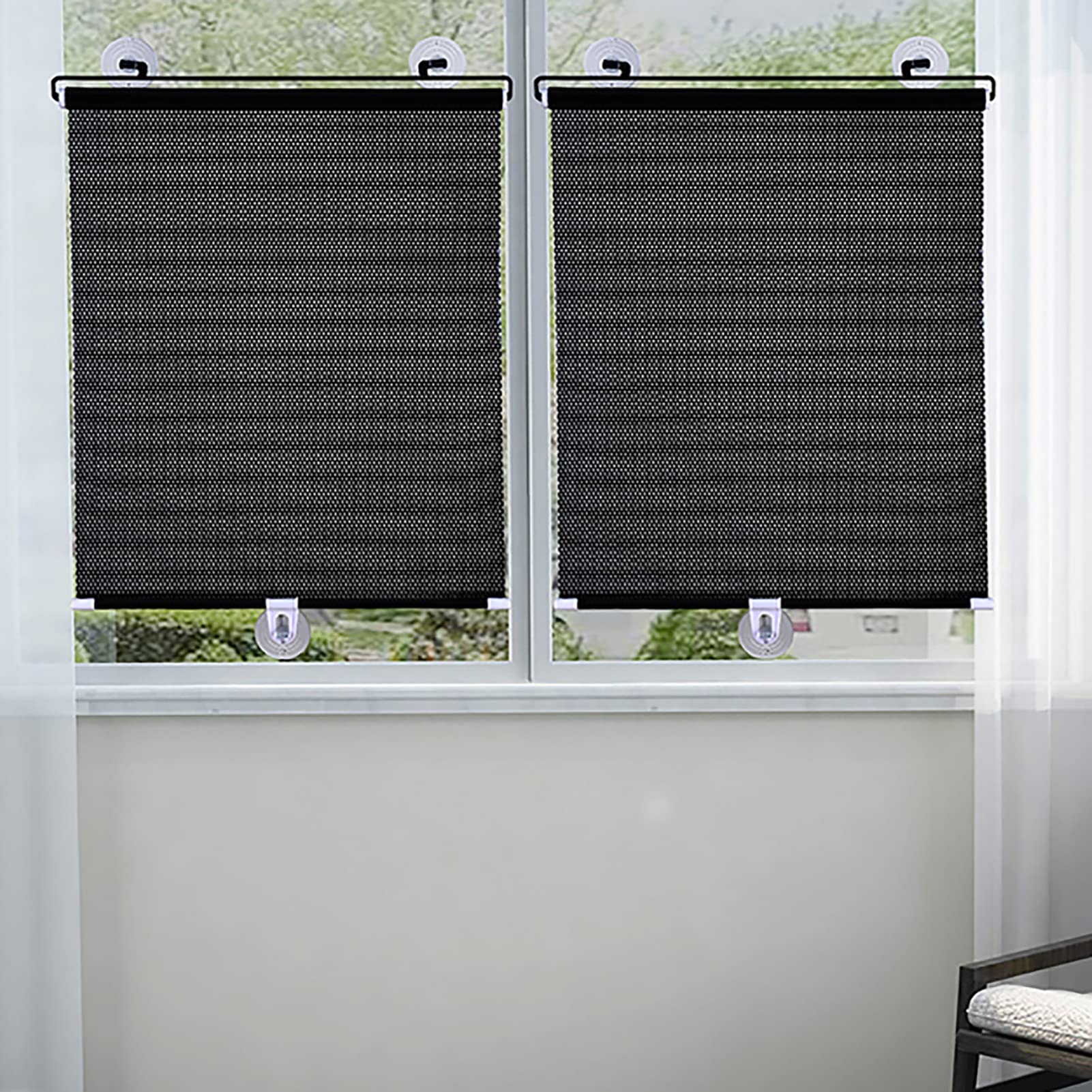 Blackout Car Sunshade Roller Blinds - 40x60cm (15.7x23.6in) Privacy Window Shade with Suction Cups for Living Room, Kitchen, Office & Car - UV Protection & Temporary Light Blocking Solution