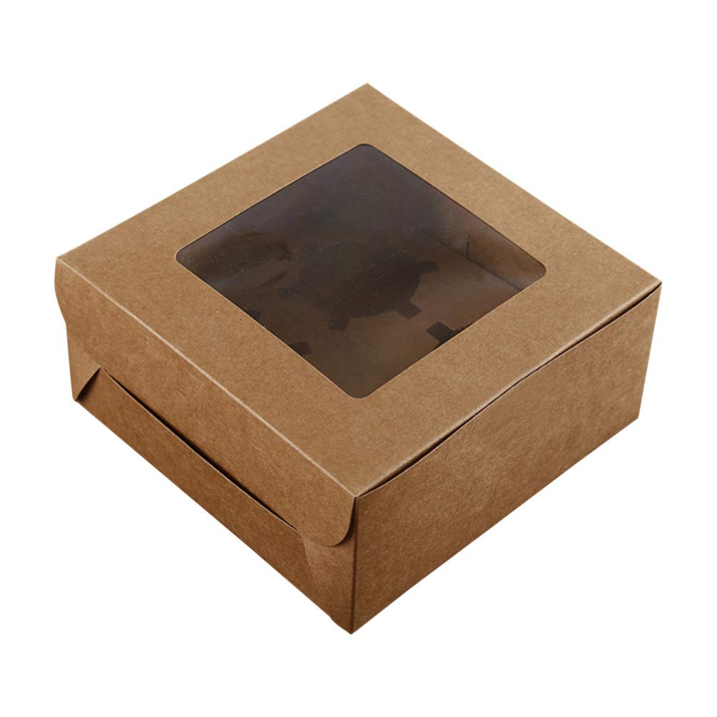 DOITOOL 4-Pack Christmas Windowed Cupcake Boxes - Cardboard Cake Containers with Stand for Donuts, Desserts & Holiday Treats | Perfect for Christmas Parties, Bakery Display & Gift Packaging