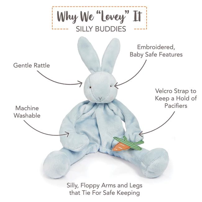 Bunnies by the Bay Blue Bud Bunny Plush Toy - Soft & Cuddly Stuffed Animal for Kids, Baby Shower Gift & Nursery Decor (Blue) | Perfect for Easter Gifts, Toddler Comfort & Themed Bedroom Decorations