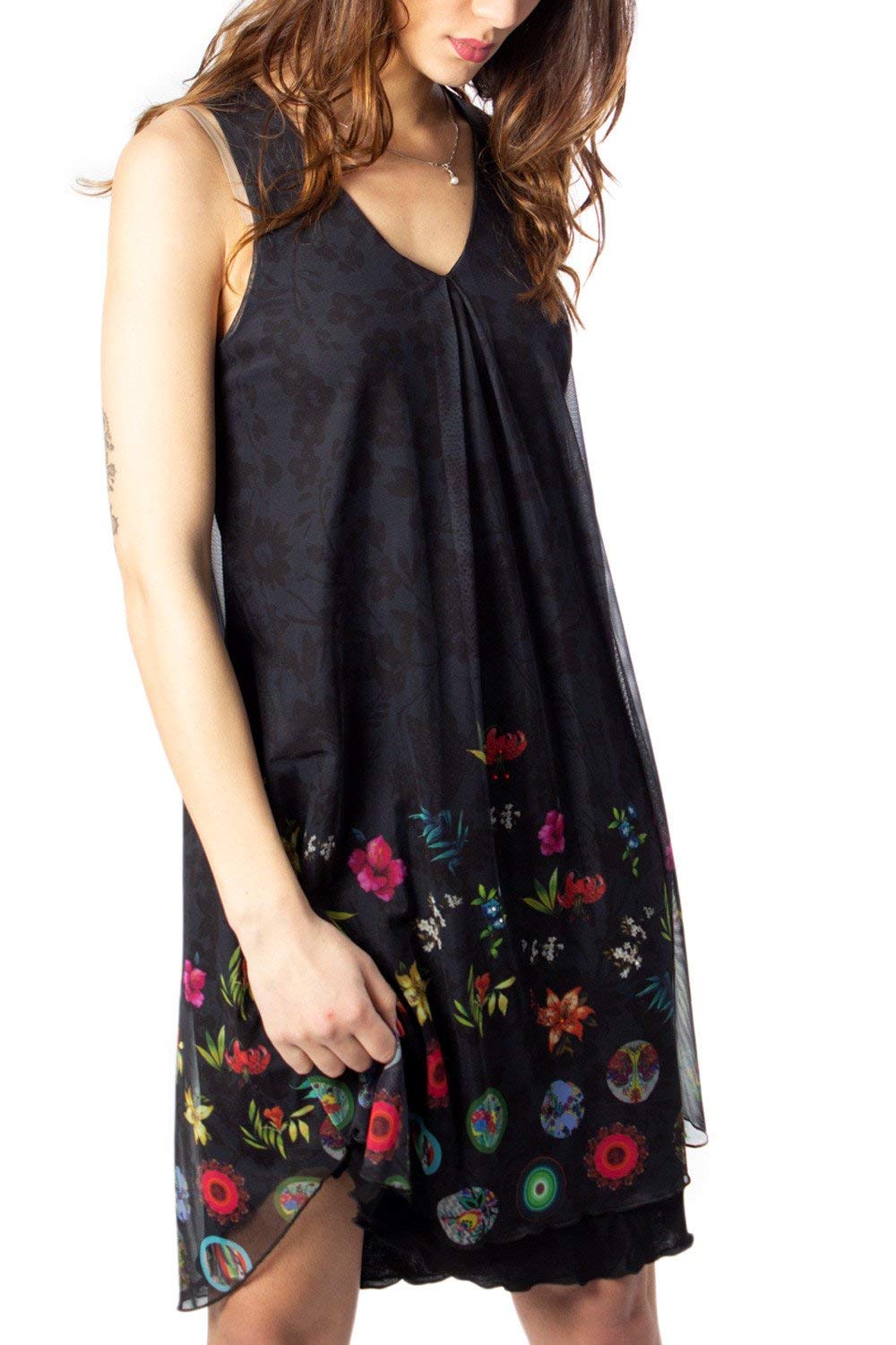 Desigual Women's Sleeveless Summer Dress - Floral Print Casual Sundress for Beach, Vacation & Outdoor Parties