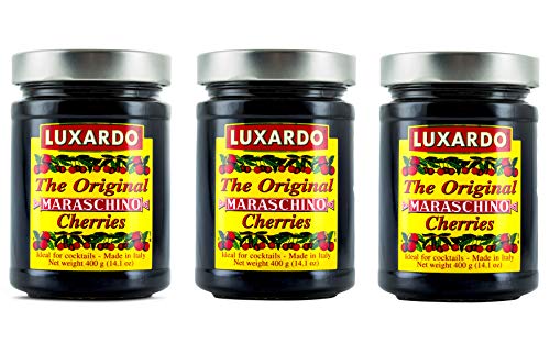 Premium Luxardo Italian Maraschino Cherries in Syrup - 400g Jar (Pack of 3) - Perfect for Cocktails, Desserts & Gourmet Recipes