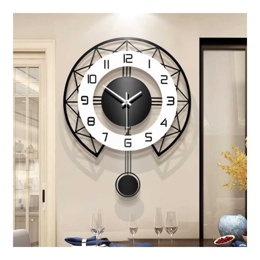 Modern Round Minimalist Pendulum Wall Clock - Silent Non-Ticking Nordic Style Home Decor for Living Room, Kitchen, Bedroom & Office | Perfect for Home, Office and Commercial Spaces