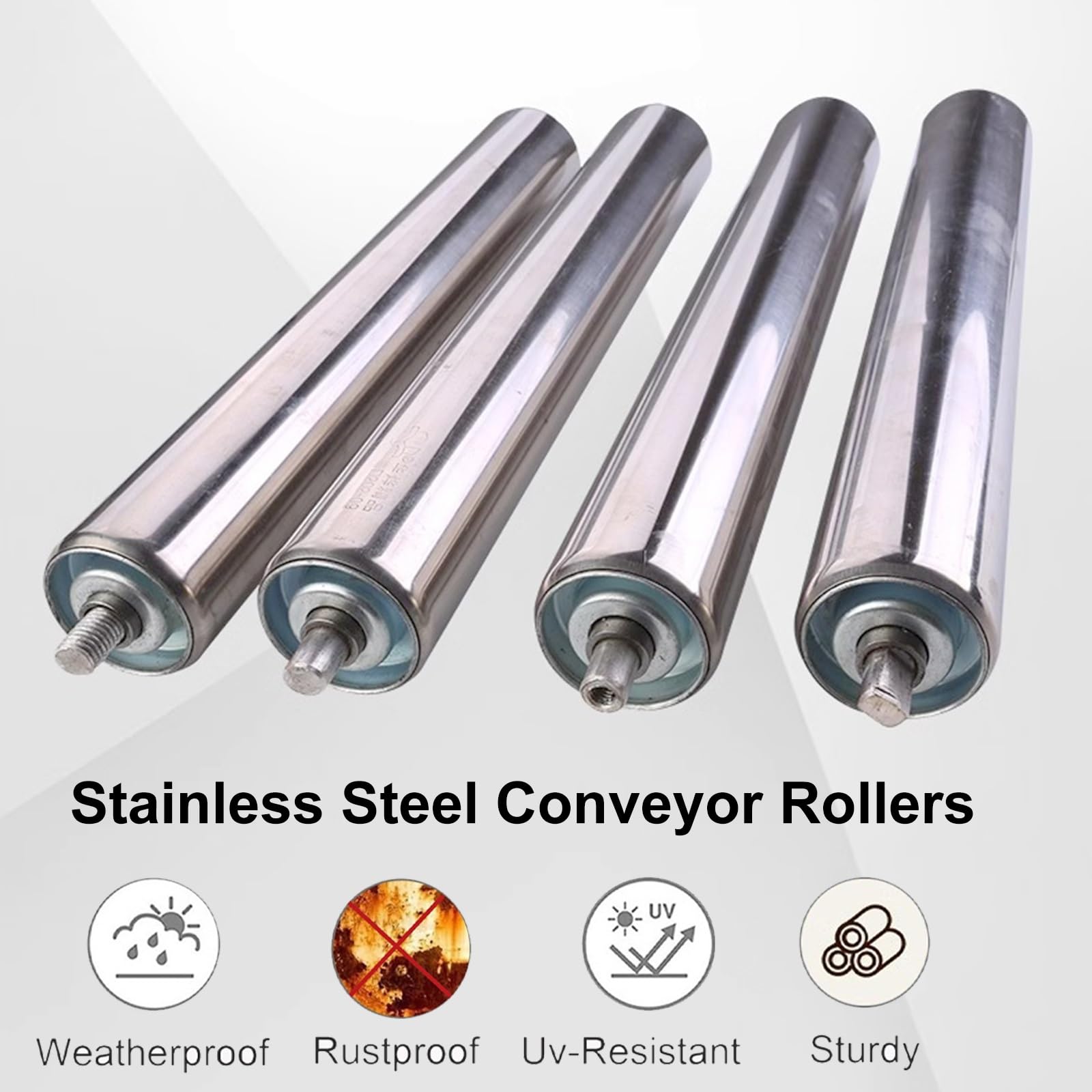 Stainless Steel Conveyor Rollers - 5 Pack Commercial Grade Powerless Rollers for Material Handling | Warehouse, Factory, Packaging Line Use