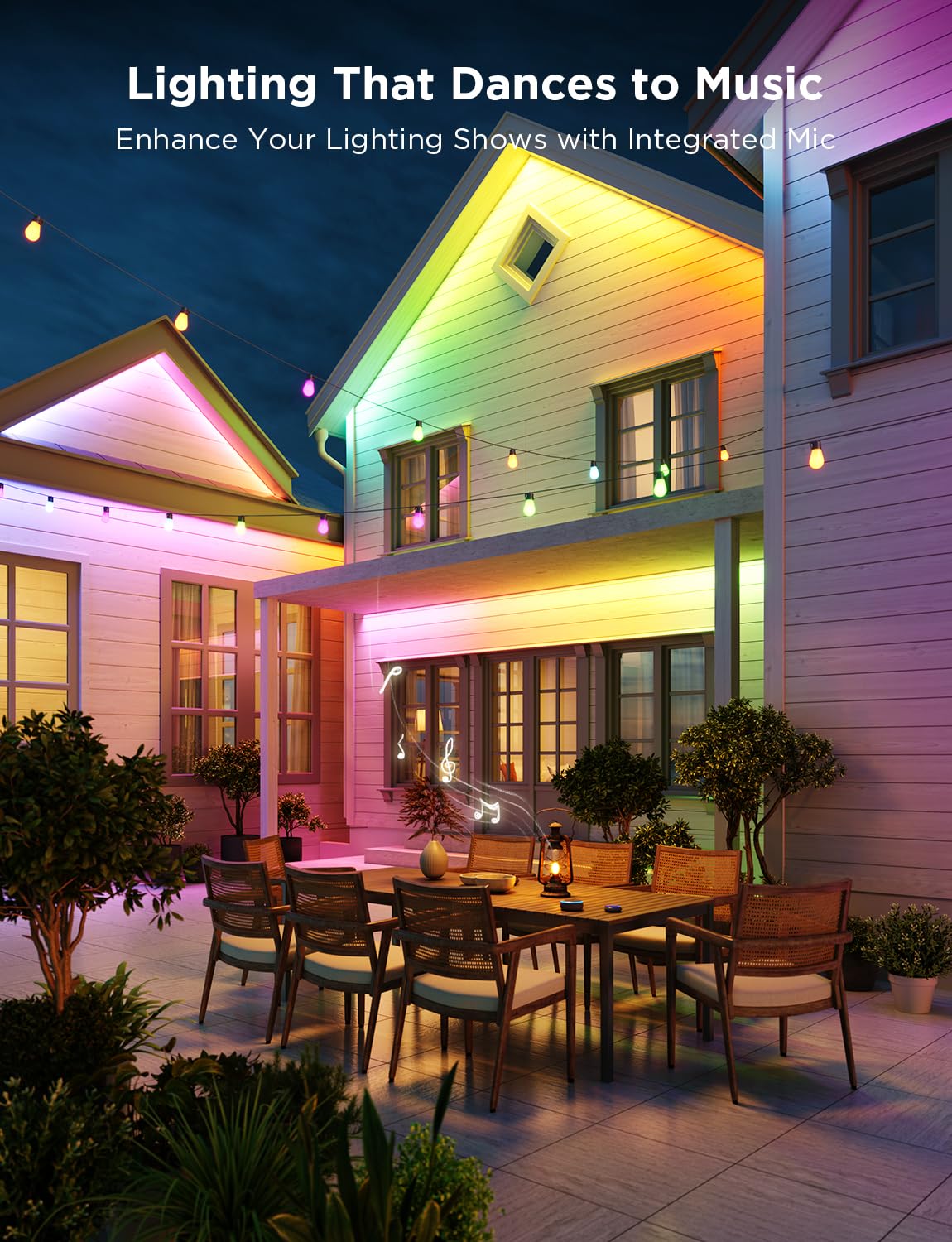 Govee 32.8ft Smart Outdoor LED Strip Lights RGBIC Waterproof IP65 - Alexa & Google Assistant Compatible - Perfect for Eave Lighting, Garden Decor, Patio Parties & Holiday Decorations