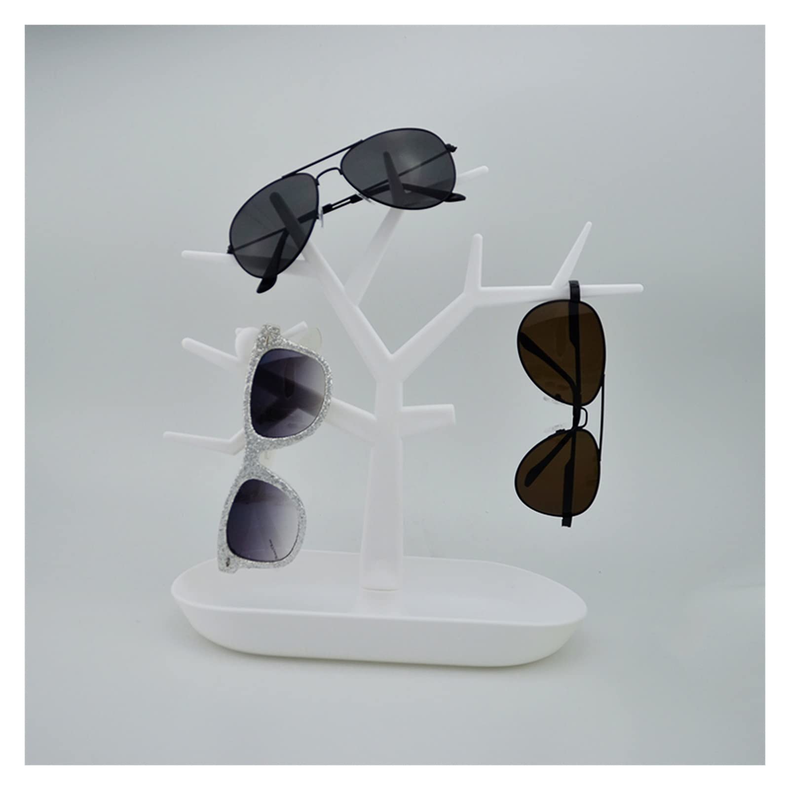 TOMYEUS Tree-Shaped Glasses Stand - Hanging Sunglasses Display Holder for Stylish Storage & Home Decor (Black) - Perfect for Retail Stores, Bedroom Vanity & Entryway Organization