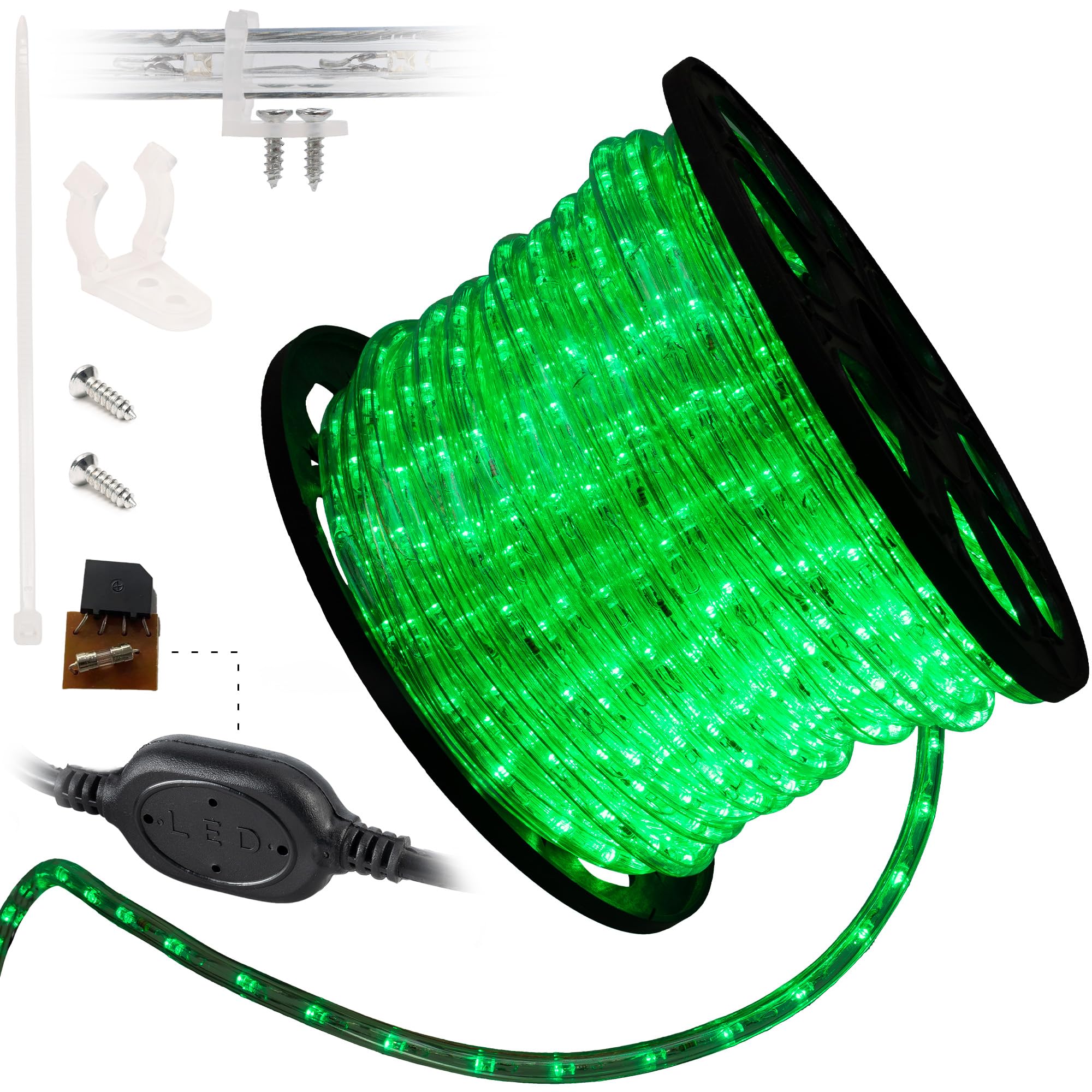 1656LEDs 150ft Waterproof Outdoor LED Rope Lights - ETL Certified Connectable Clear Tube for Christmas, Palm Tree, Holiday, Landscape, Patio Decoration - Green | Perfect for Backyard, Garden, and Party Lighting