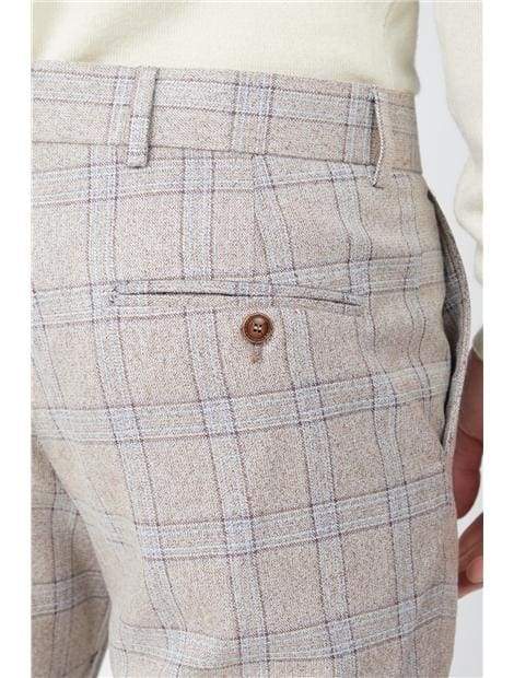 Vintage Saint Cream Tweed Check Pants for Women - Classic High Waist Trousers for Office, Party & Casual Wear