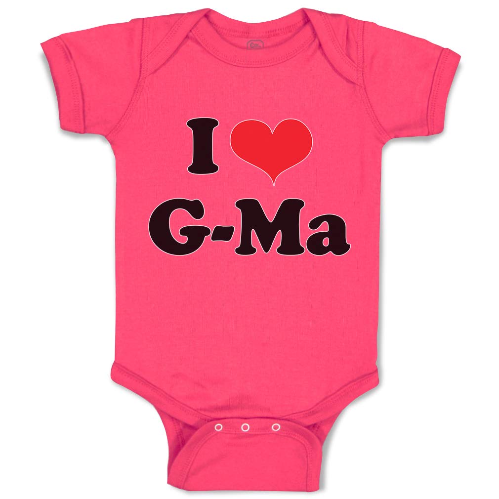 Cute Rascals Baby Bodysuit - I Love Grandma Heart Print Cotton Onesie for Newborn Boys & Girls | Funny Hot Pink Infant Outfit for Family Photos & Special Occasions