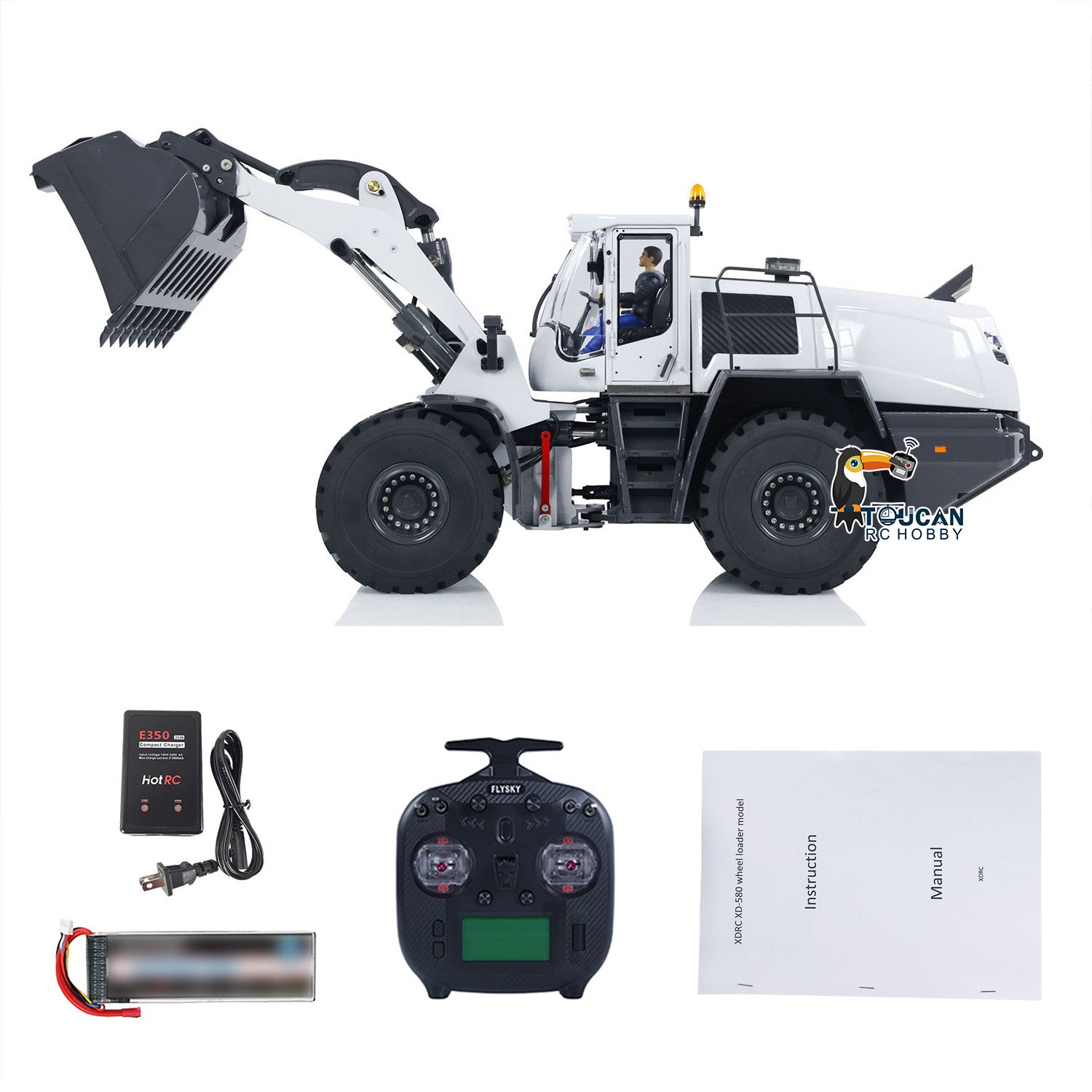 1/14 XDRC 580 Hydraulic RC Loader Metal RTR Remote Control Car - High & Low Speed Simulation, Painted & Assembled, Hobby Model for Construction Site Play & Collection