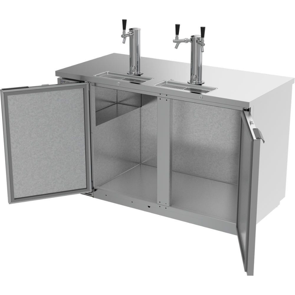 Beverage Air 59 Direct Draw Beer Dispenser - 2 Taps & 2 Keg Capacity with Solid Stainless Steel Doors | Commercial Bar & Home Kegerator for Restaurants, Pubs & Parties