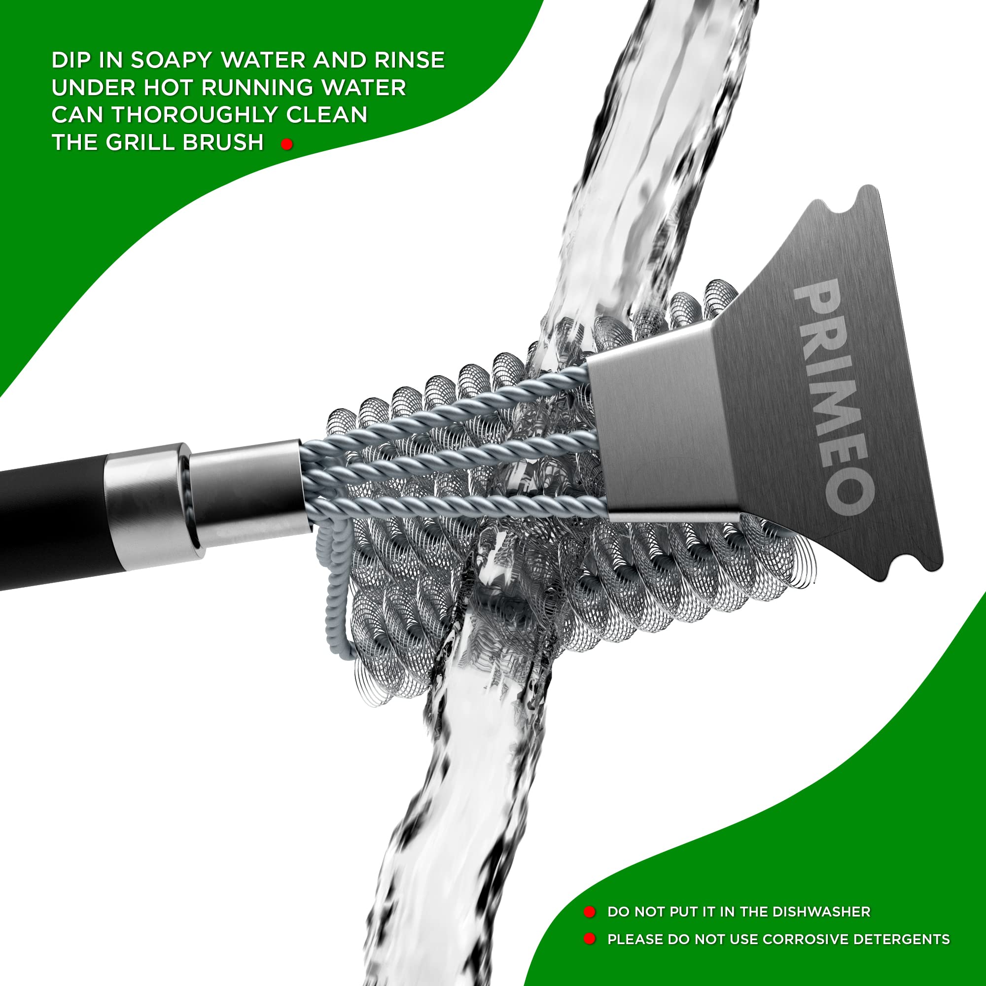 **PRIMEO Grill Brush and Scraper for Outdoor BBQ - Heavy Duty Bristle-Free Grill Cleaner with 3 Replaceable Heads | Durable Stainless Steel Safe Barbecue Brush for Gas, Charcoal & Pellet Grills | Perfect for Backyard Cookouts, Camping & Tailgating**