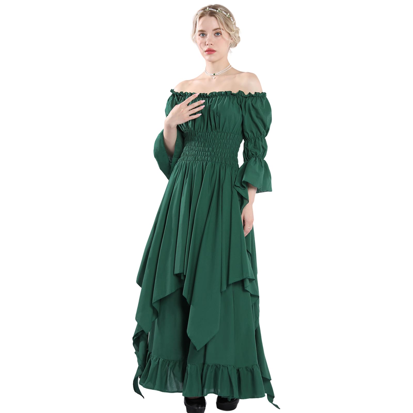 Victorian Renaissance Gothic Witch Dress for Women - Elegant Medieval Wedding Costume - Perfect for Halloween, Cosplay, Renaissance Fairs & Themed Parties