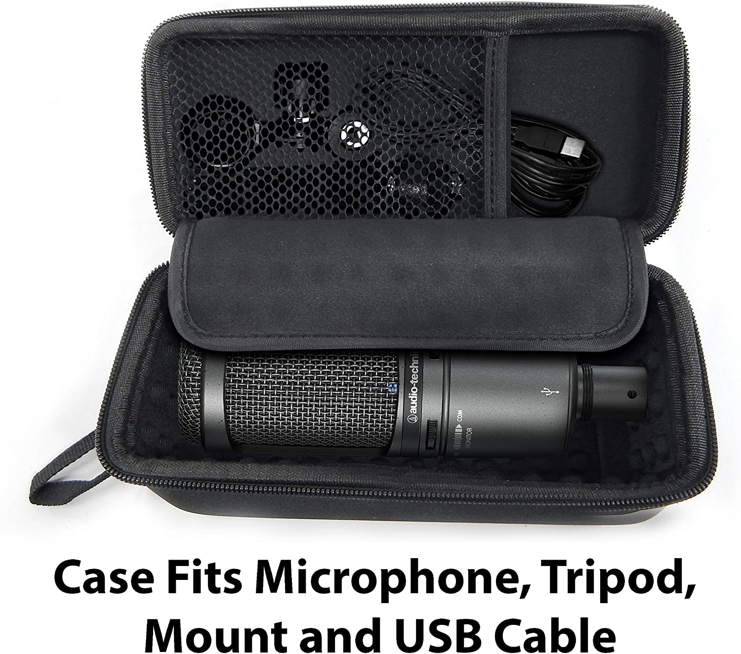 CASEMATIX Durable Microphone Case for Audio-Technica AT2020 USB, AT2035, AT2050 & More - Shockproof Storage with Foam Interior - Perfect for Studio, Podcast & Travel Use