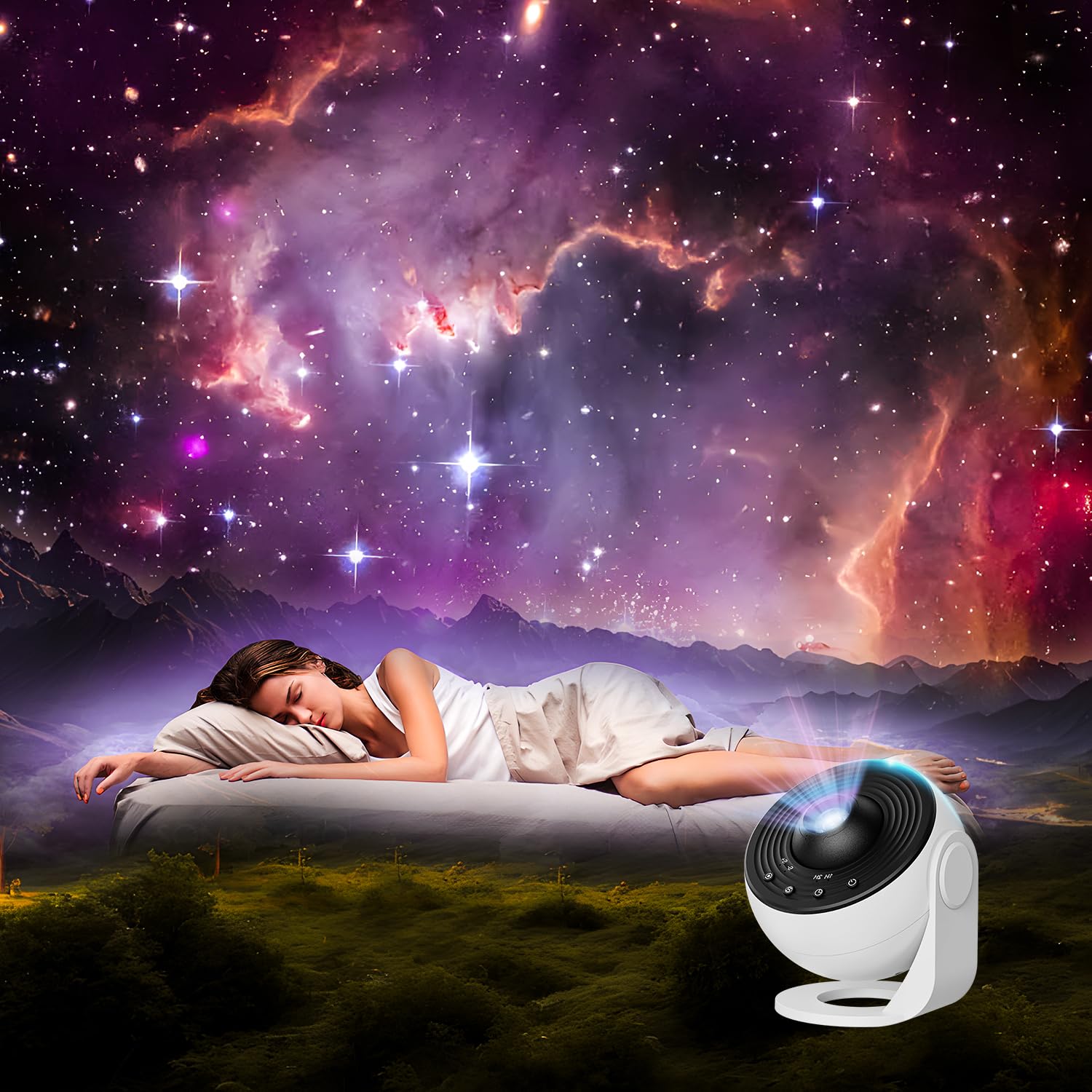 13-in-1 Galaxy Projector Starry Night Light with Nebula Effects & Timer - White LED Space Lamp for Bedroom Decor, Kids Room & Meditation | Perfect for Stargazing, Relaxation & Creating Cosmic Atmosphere