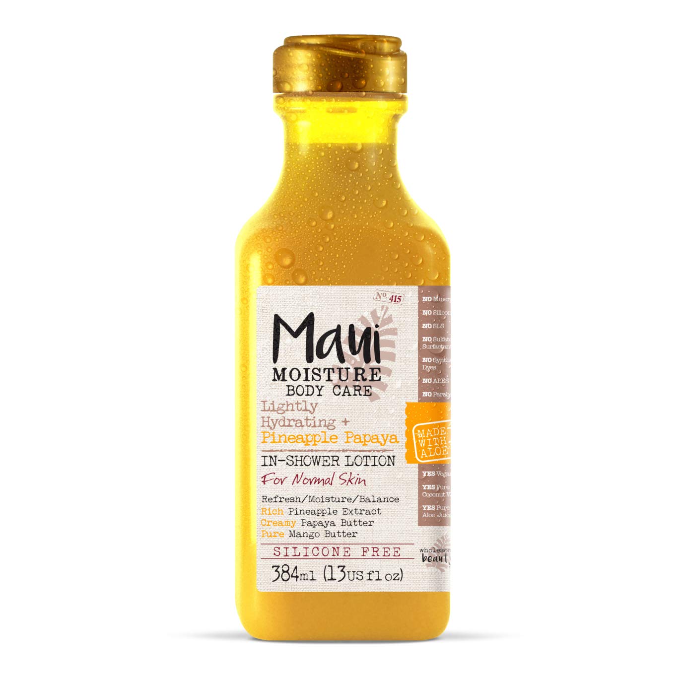 Maui Moisture Pineapple In-Shower Vegan Body Lotion 13 oz (384 ml) - Hydrating & Nourishing for Dry Skin - Perfect for Post-Shower Moisturizing & Daily Skincare Routine