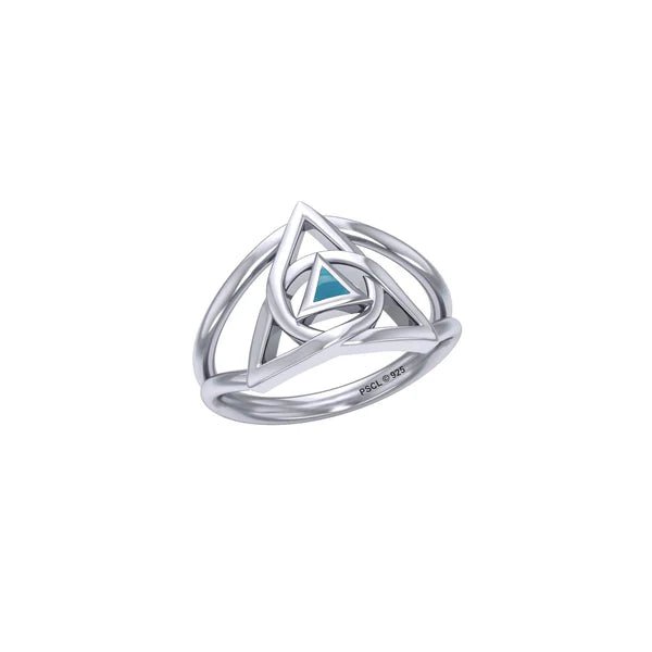 Trinity Knot Sterling Silver AA Recovery Ring with Inlaid Stone - Handmade Custom Jewelry for Sobriety & 12-Step Programs - Perfect for Gifts, Anniversaries and Addiction Recovery Support