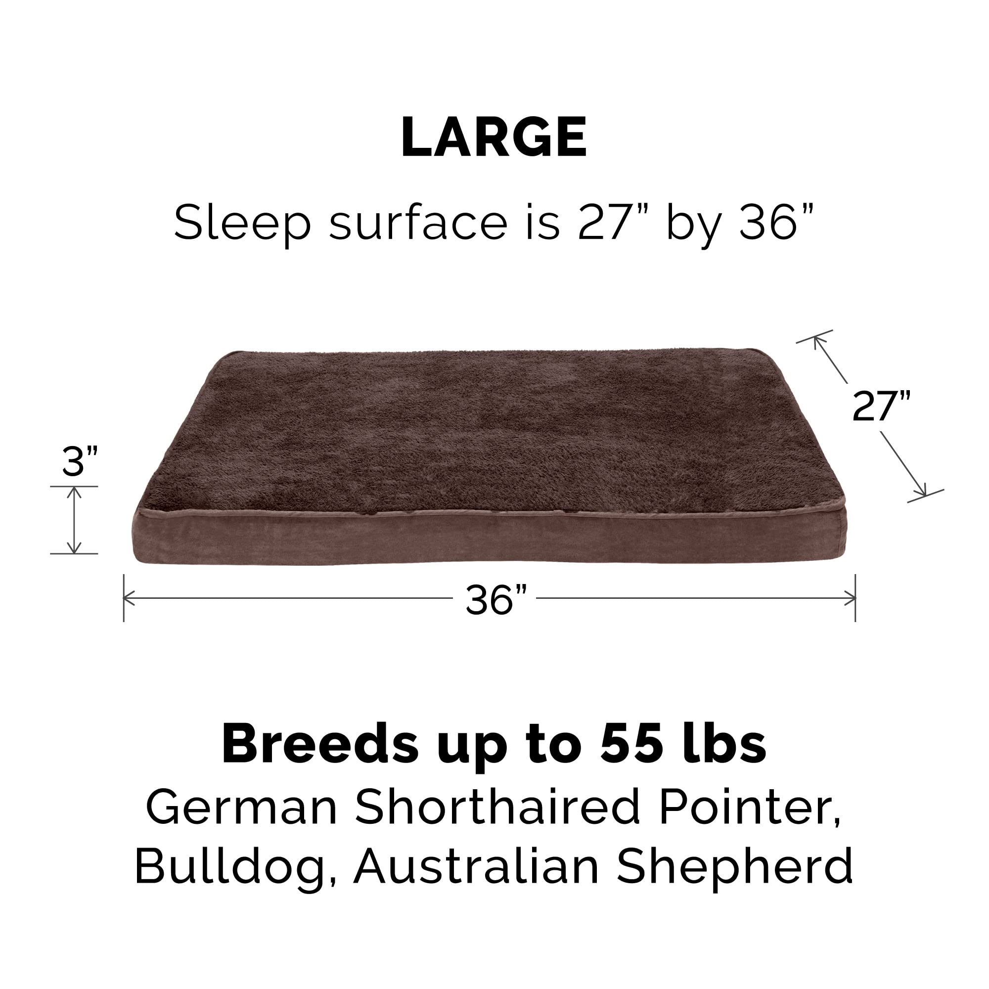 Furhaven Cooling Gel Dog Bed for Large & Medium Dogs - Removable Washable Cover, Orthopedic Support for Pets Up to 55 lbs - Terry & Suede Mattress in Espresso (Large) - Perfect for Hot Weather & Joint Pain Relief