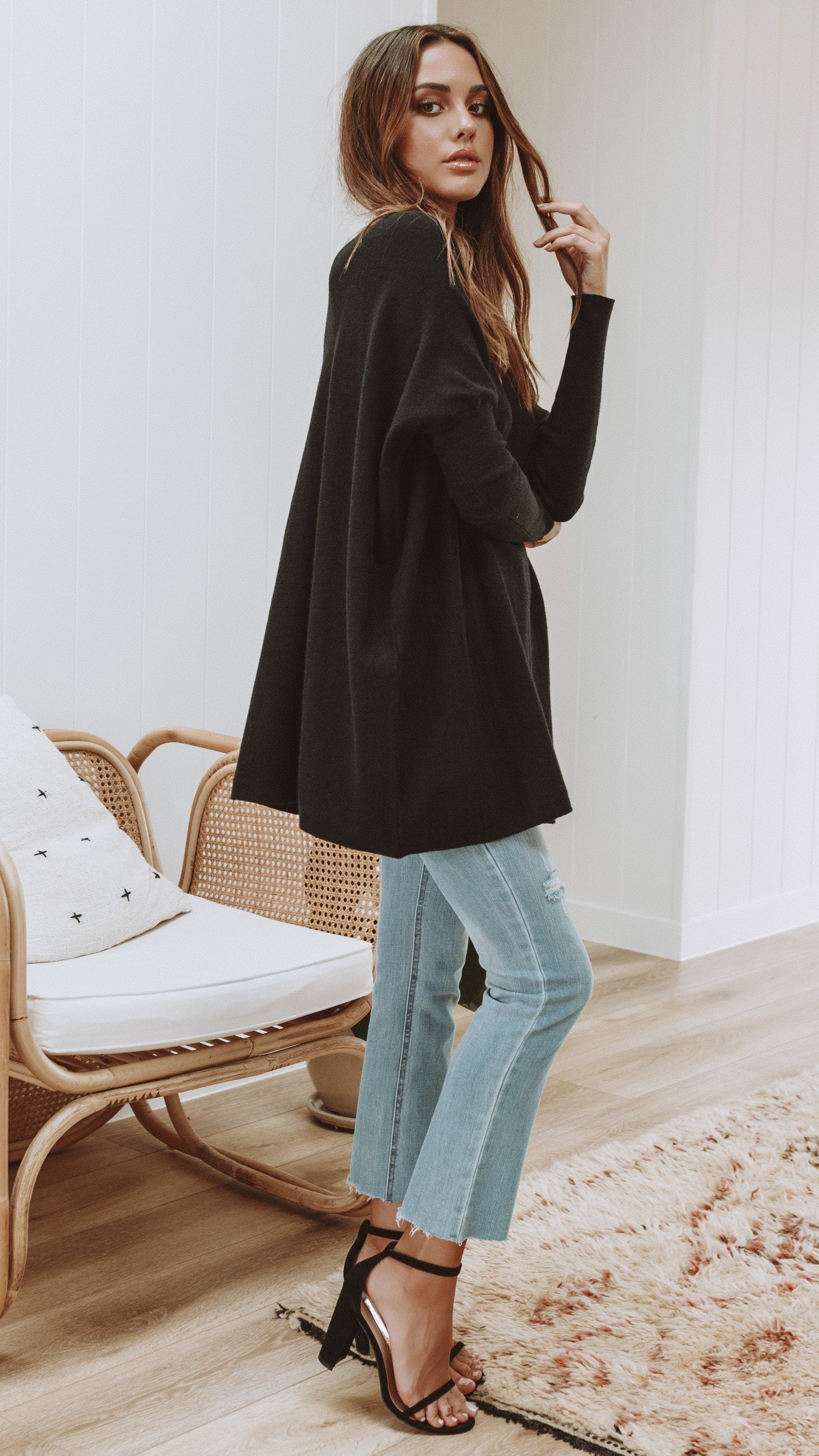 Amalia Knit Top for Women - Soft Stretch Casual T-Shirt, Black - Perfect for Everyday Wear, Office & Outings