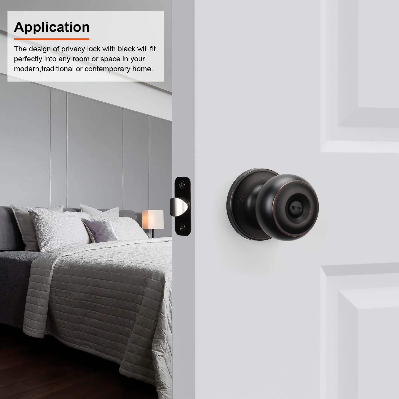 Oil Rubbed Bronze Door Knobs (6-Pack) - Stainless Steel Privacy Door Knob Set for Interior Doors - Perfect for Bathroom, Bedroom & Home Security - Durable & Stylish Hardware for Modern Homes