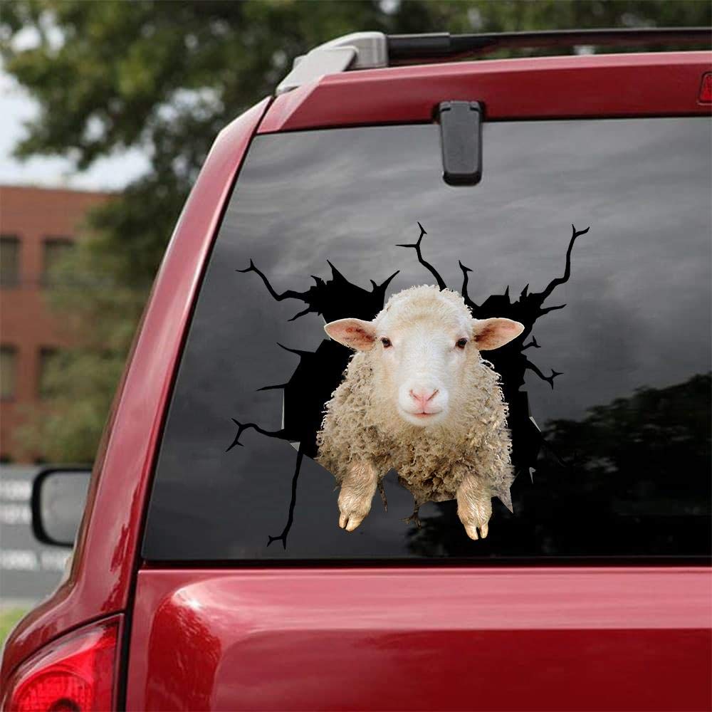 Sheep Car Decals - Farm Animal Stickers Pack of 2 for Windows, Walls, Laptops - 12