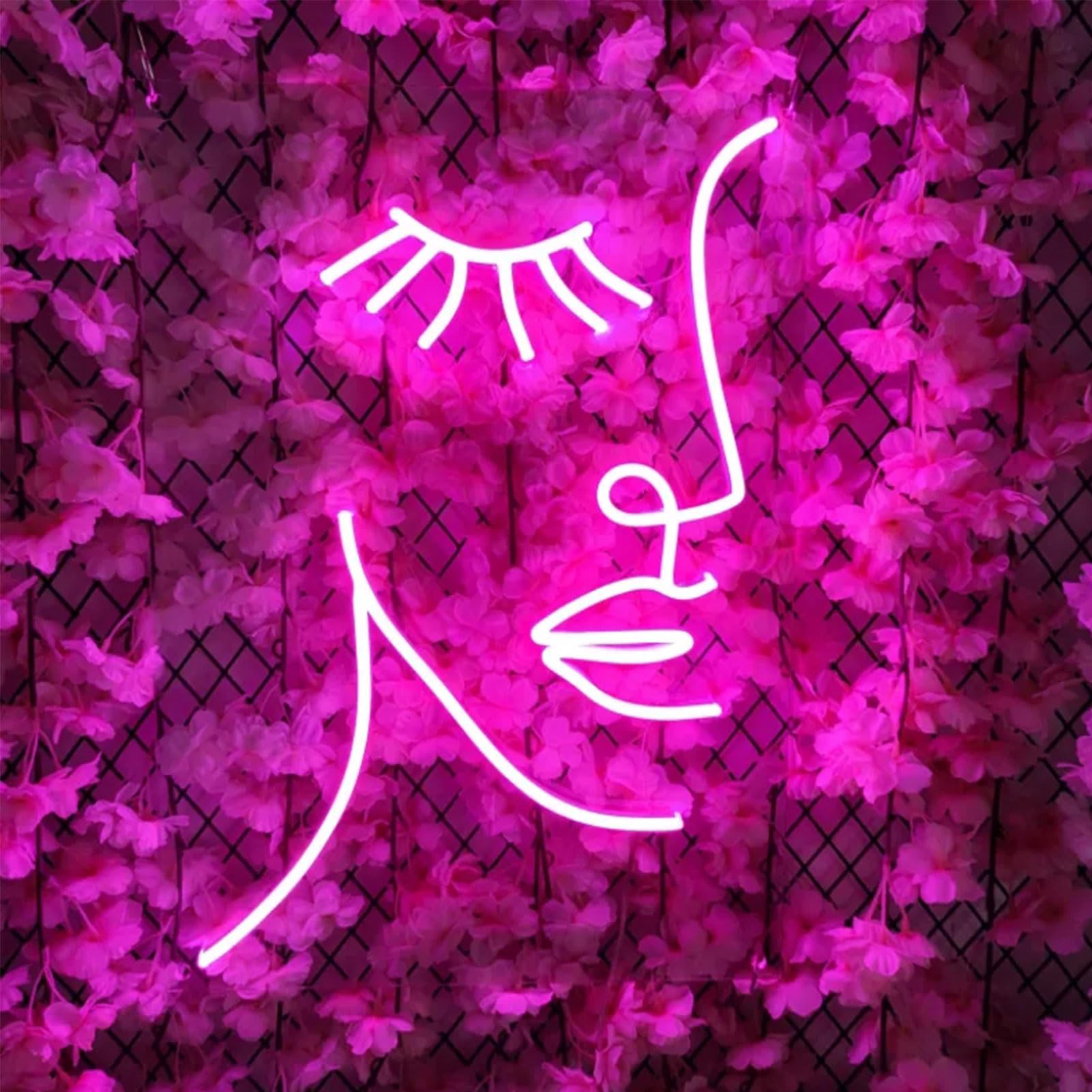 Stylish Lady Face LED Neon Sign - Aesthetic Wall Decor for Women, Girls Room & Party | Graphic Art Neon Lights for Living Room, Bedroom, Bar & Birthday Decorations | Perfect for Home, Office & Event Lighting