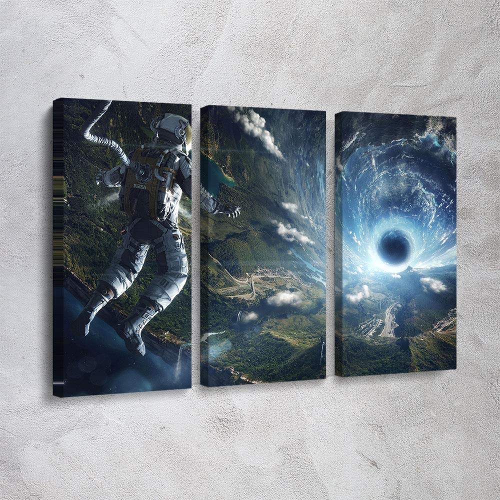 NASA Space Planets Astronomy Solar System Canvas Wall Art - 3 Piece Set with Astronaut Print, Office & Home Decor, Ready to Hang | Made in USA | Perfect for Astronomy Lovers, Science Classrooms & Space-Themed Rooms