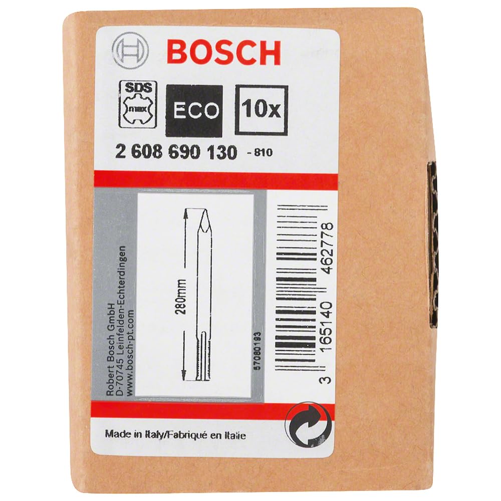 Bosch 2608690130 SDS Max Pointed Chisel - 280mm Heavy Duty Demolition Chisel for Concrete, Brick & Masonry - Perfect for Construction, Renovation & DIY Projects