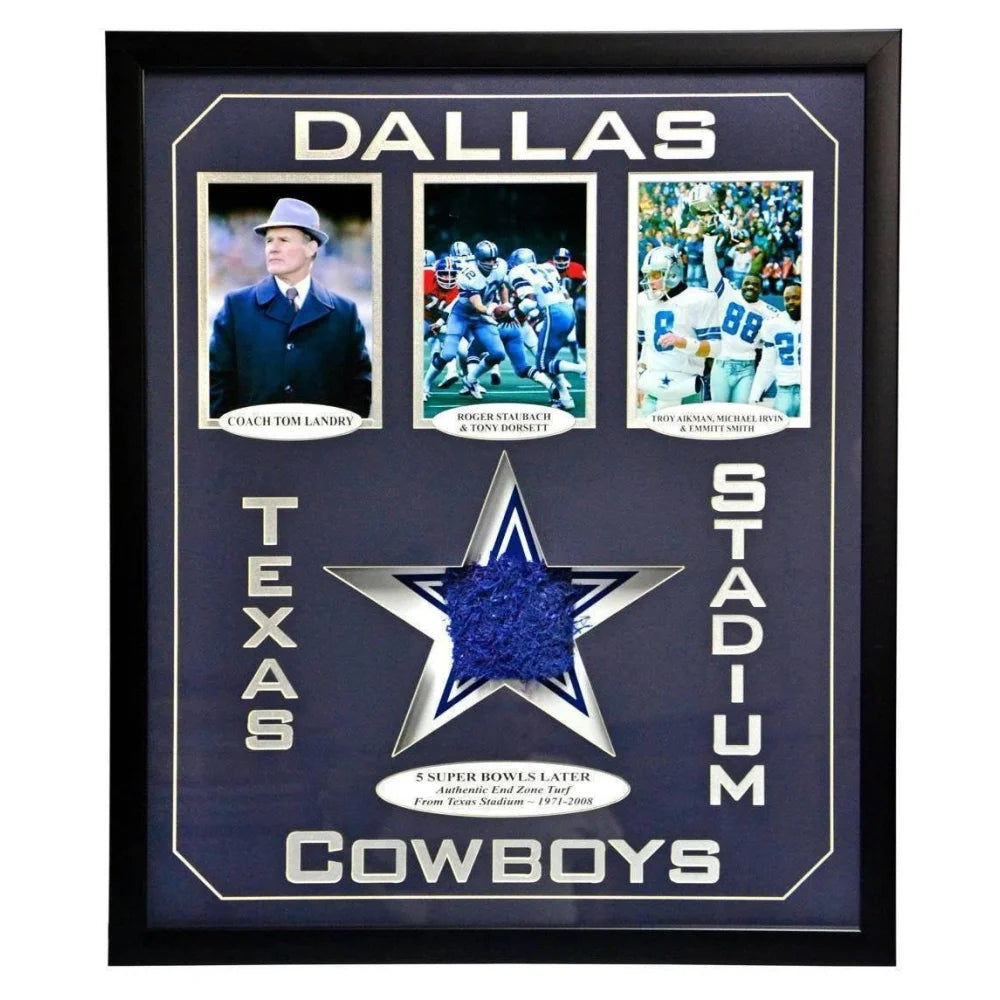 Authentic Dallas Cowboys Texas Stadium Game-Used End Zone Turf with COA Collage #D/25 - Perfect for NFL Memorabilia Collectors & Cowboys Fans Display