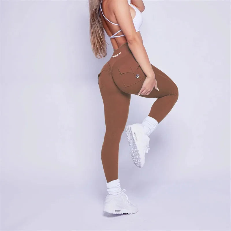 Pchee Bum Leggings 2023 - High Waist Yoga Pants with Pockets for Women - Workout Gym & Running Tights - Butt Lifting Peach Hips Design - Perfect for Yoga, Fitness & Casual Wear