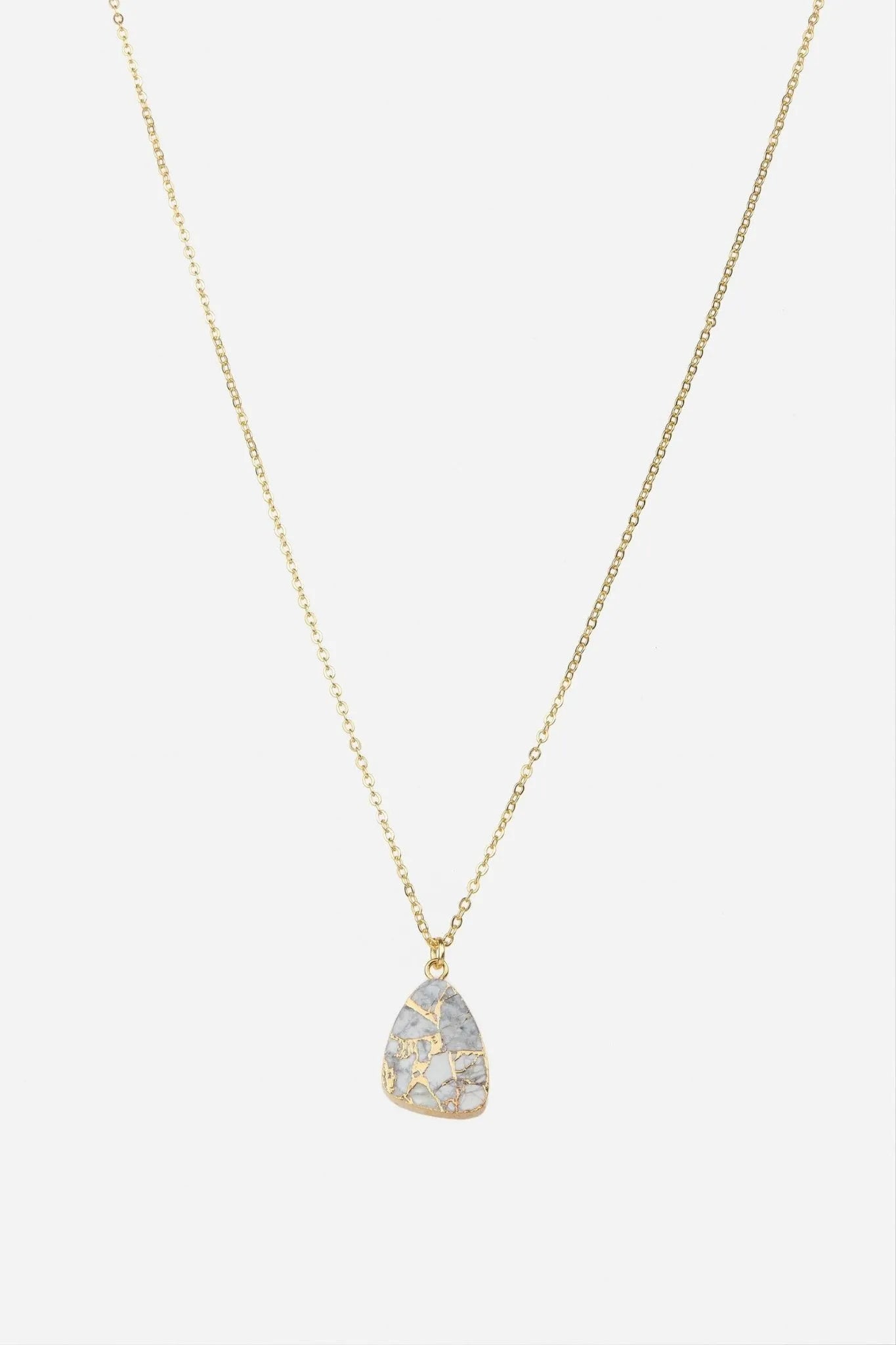 Mojave Triangle Stone Pendant Necklace for Women - Natural Gemstone Jewelry - Boho Chic Accessories for Everyday Wear & Special Occasions