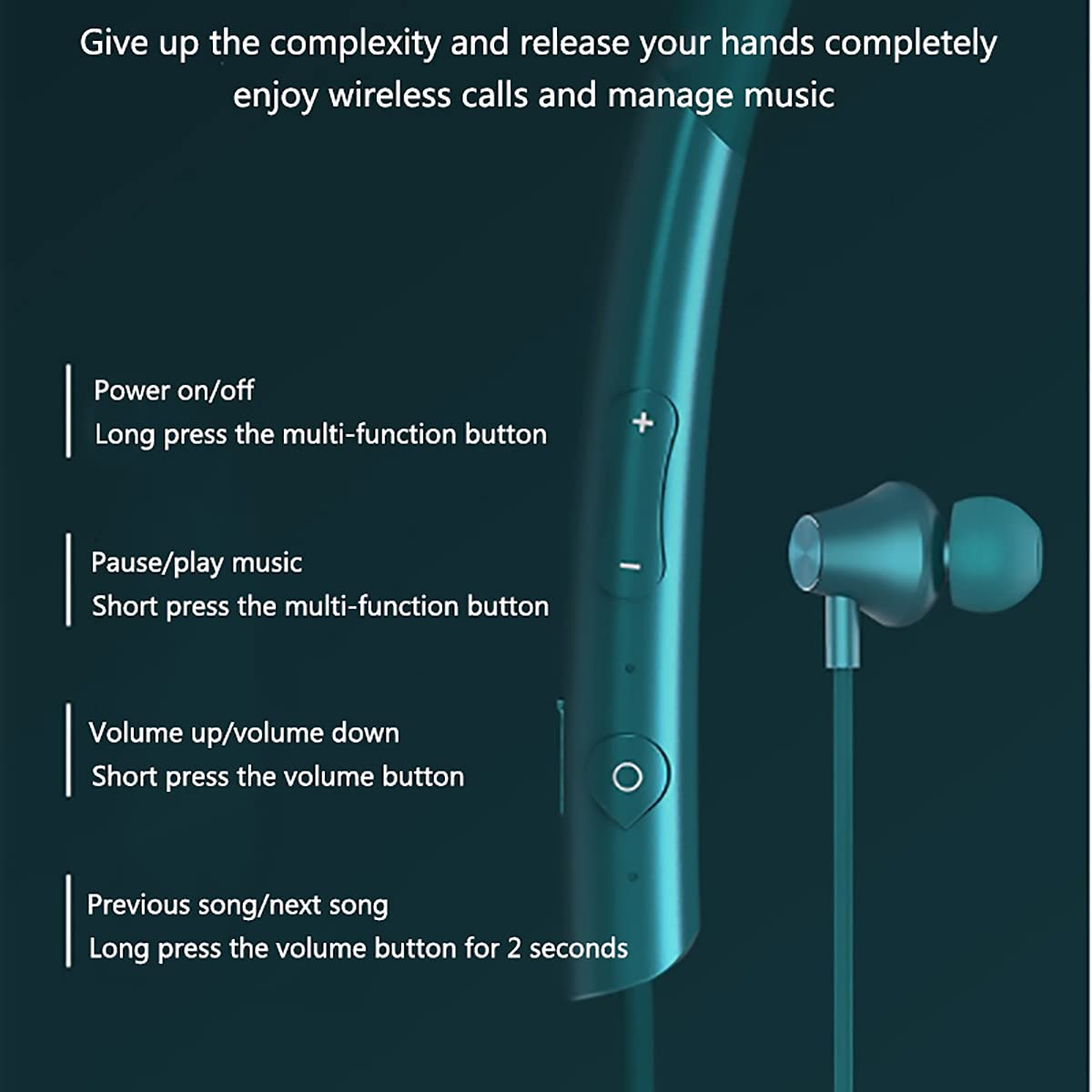 IKXO Neckband Bluetooth Headphones with Noise Cancelling & Built-in Mic - Wireless Earbuds for Running, Driving, Working - Long Battery Life Sports Headset for Active Lifestyle & Commuting
