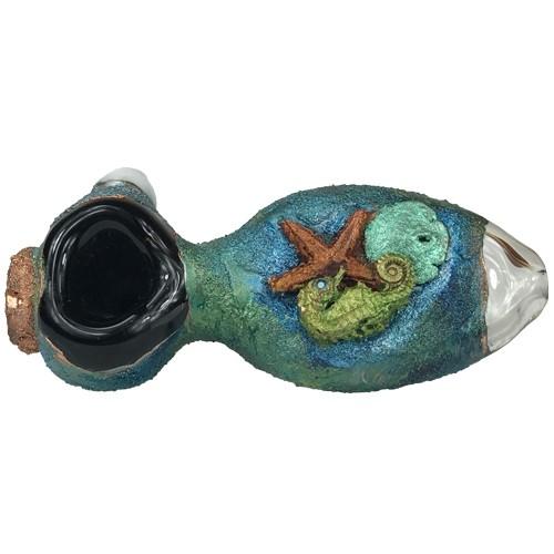 Electroformed Aquatic Spoon Pipe - Unique Handcrafted Glass Smoking Pipe for Water Filtration | Perfect for Home Use, Travel & Outdoor Activities