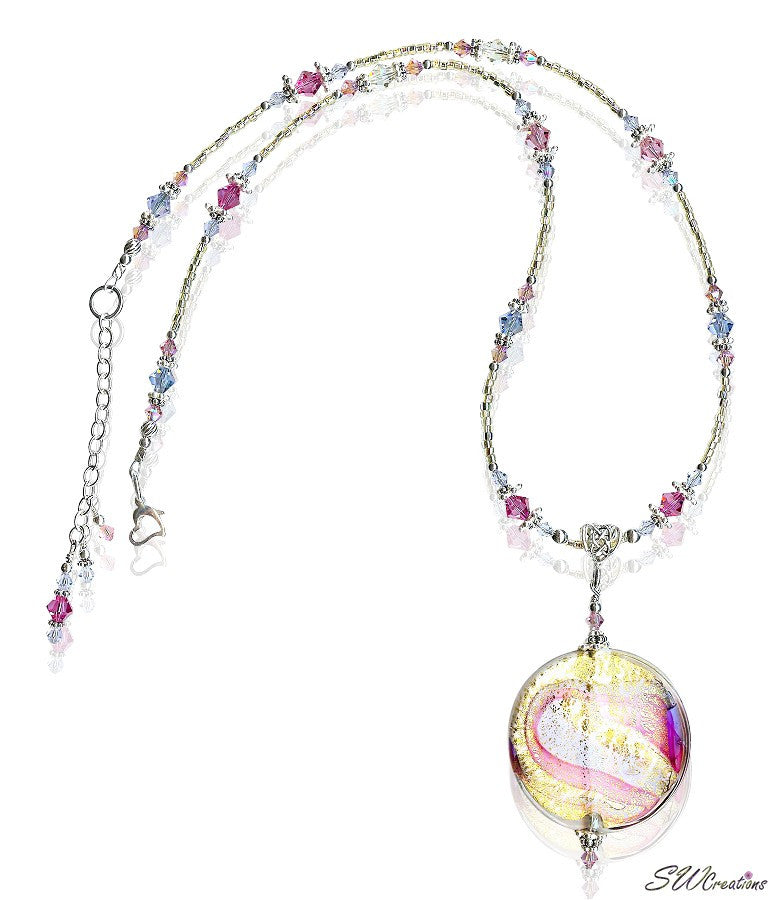 Lavender Rose Swirl Venetian Necklace - Elegant Handmade Glass Beaded Jewelry for Women | Perfect for Weddings, Date Nights & Special Occasions
