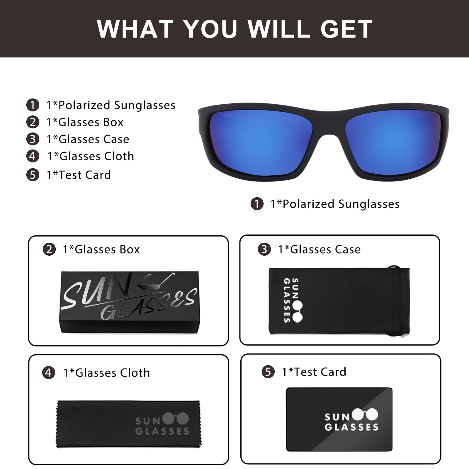 Polarized Sports Sunglasses for Men - Matte Finish, Mirror Lens, UV Protection - Ideal for Running, Cycling, and Outdoor Activities