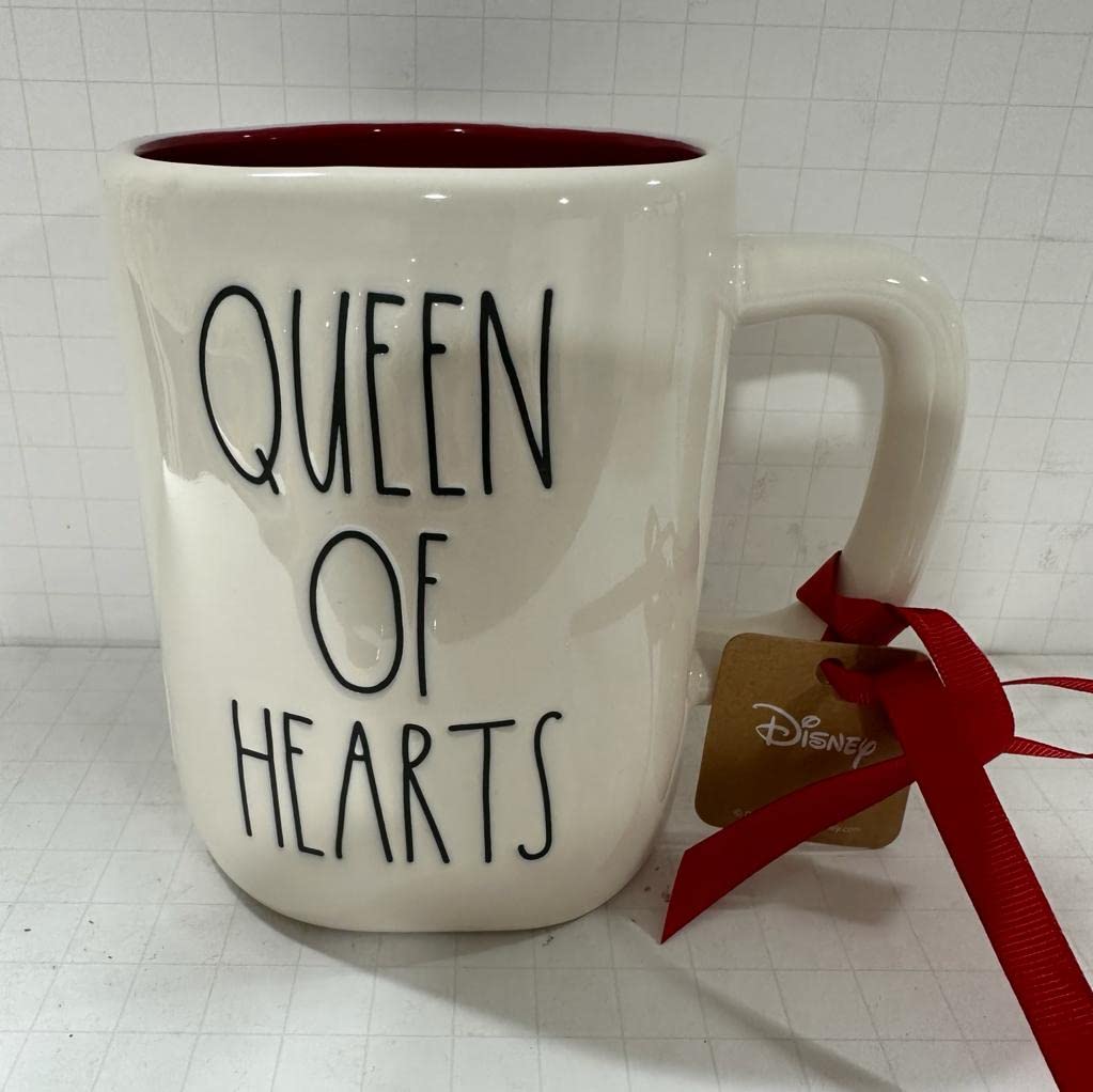 Rae Dunn QUEEN OF HEARTS Ceramic Coffee Mug - Double Sided Design for Tea & Hot Drinks - Perfect Gift for Valentine's Day, Bridal Shower & Tea Lovers