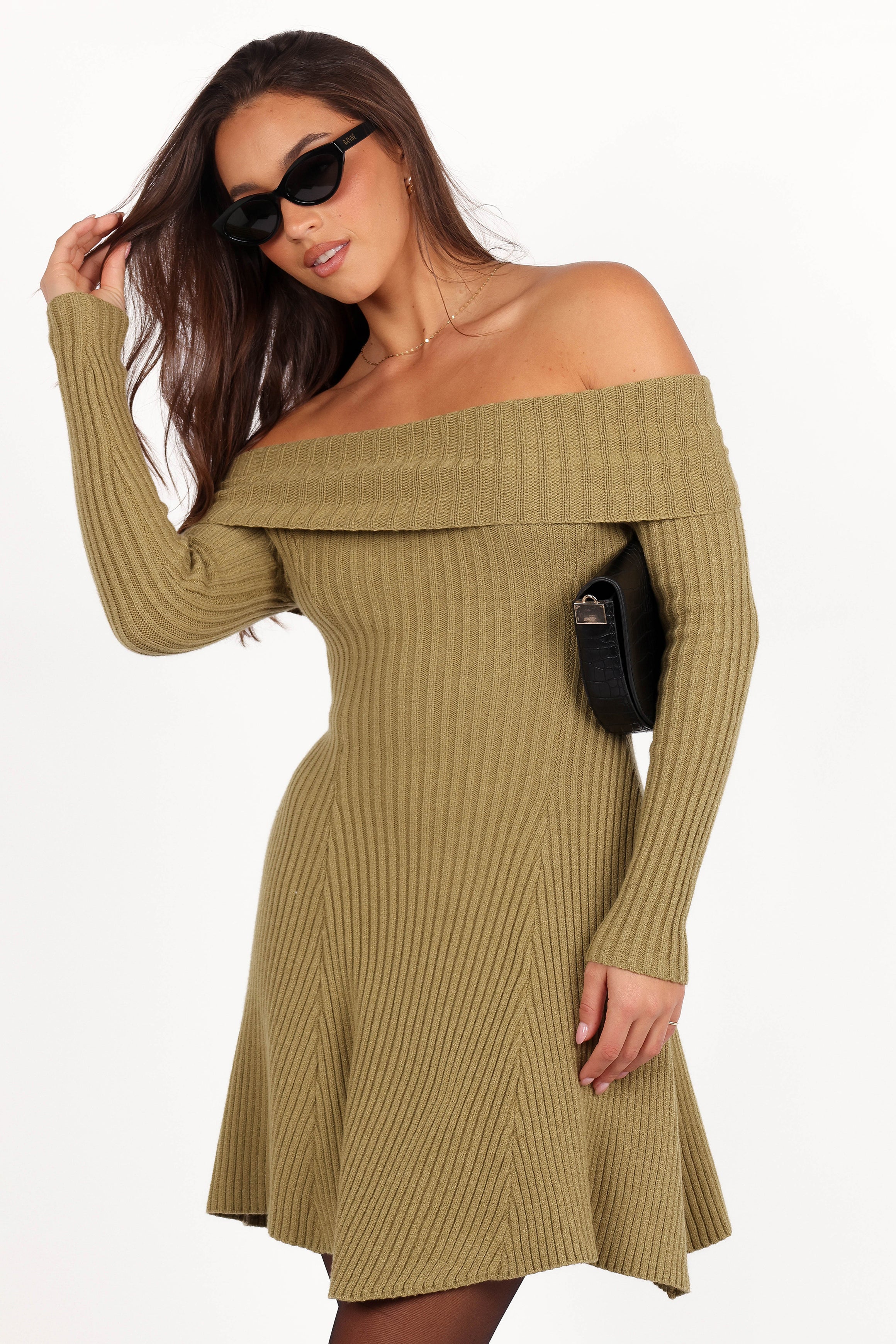 Stylish Francisco Long Sleeve Mini Dress in Olive Green - Perfect for Casual Outings, Date Nights & Fall Fashion