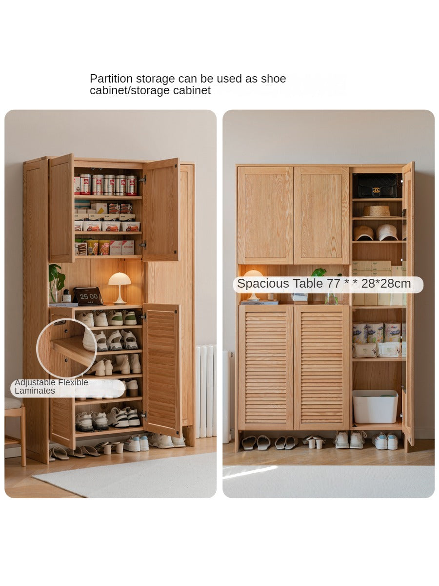 Solid Oak Wood Storage Cabinet - Shoe Locker & Entryway Organizer for Home, Office, or Mudroom - Durable Entry Storage Solution with Adjustable Shelves