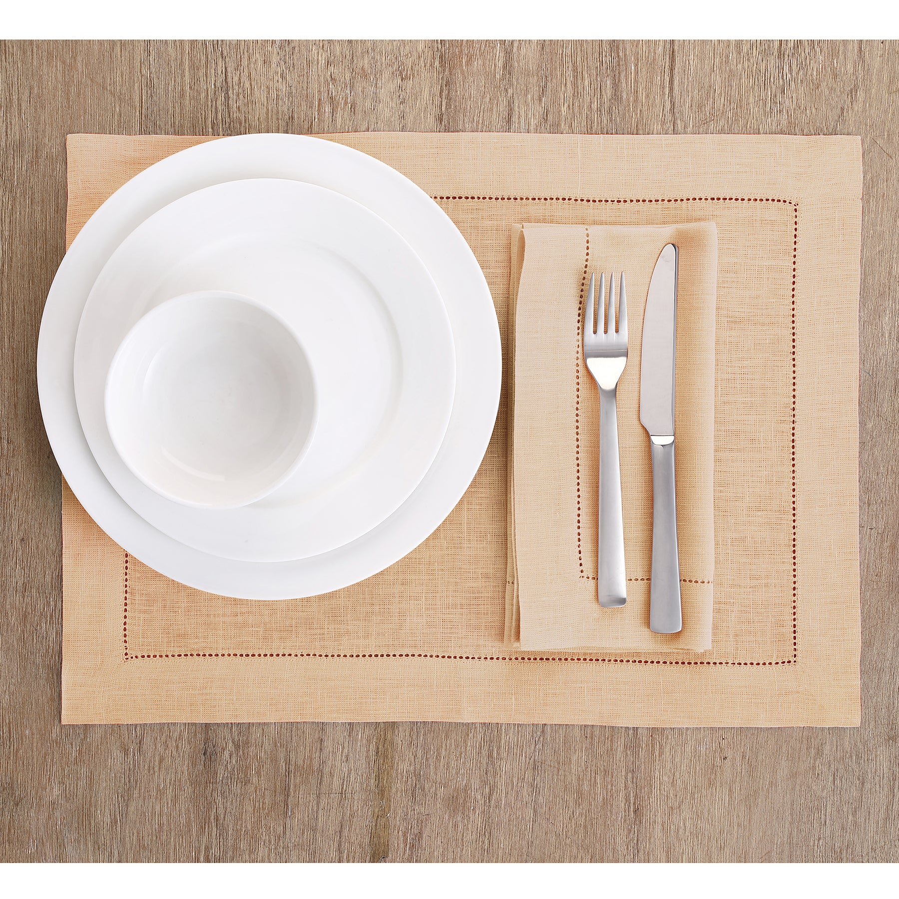 Elegant Classic Hemstitch Placemats Set of 4 - Premium Linen Table Mats for Dining Room Decor - Perfect for Thanksgiving, Christmas Dinner & Formal Entertaining