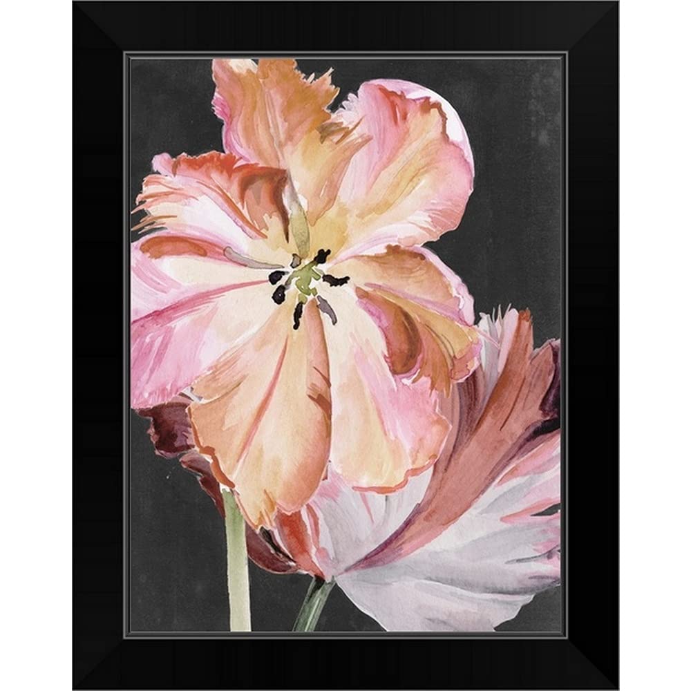 Pastel Parrot Tulips II Canvas Art Print - Black Framed Floral Wall Decor - Perfect for Living Room, Bedroom & Office Decor